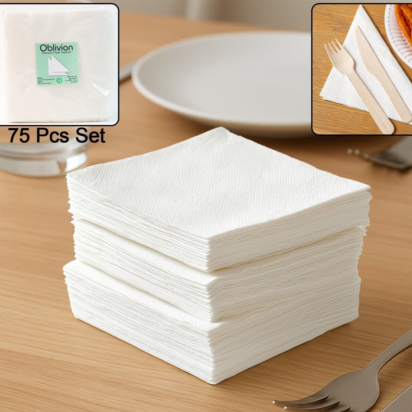 Soft Absorbent Disposable Tissue Napkins Paper (75 Pc) - Happy Price - Image 1