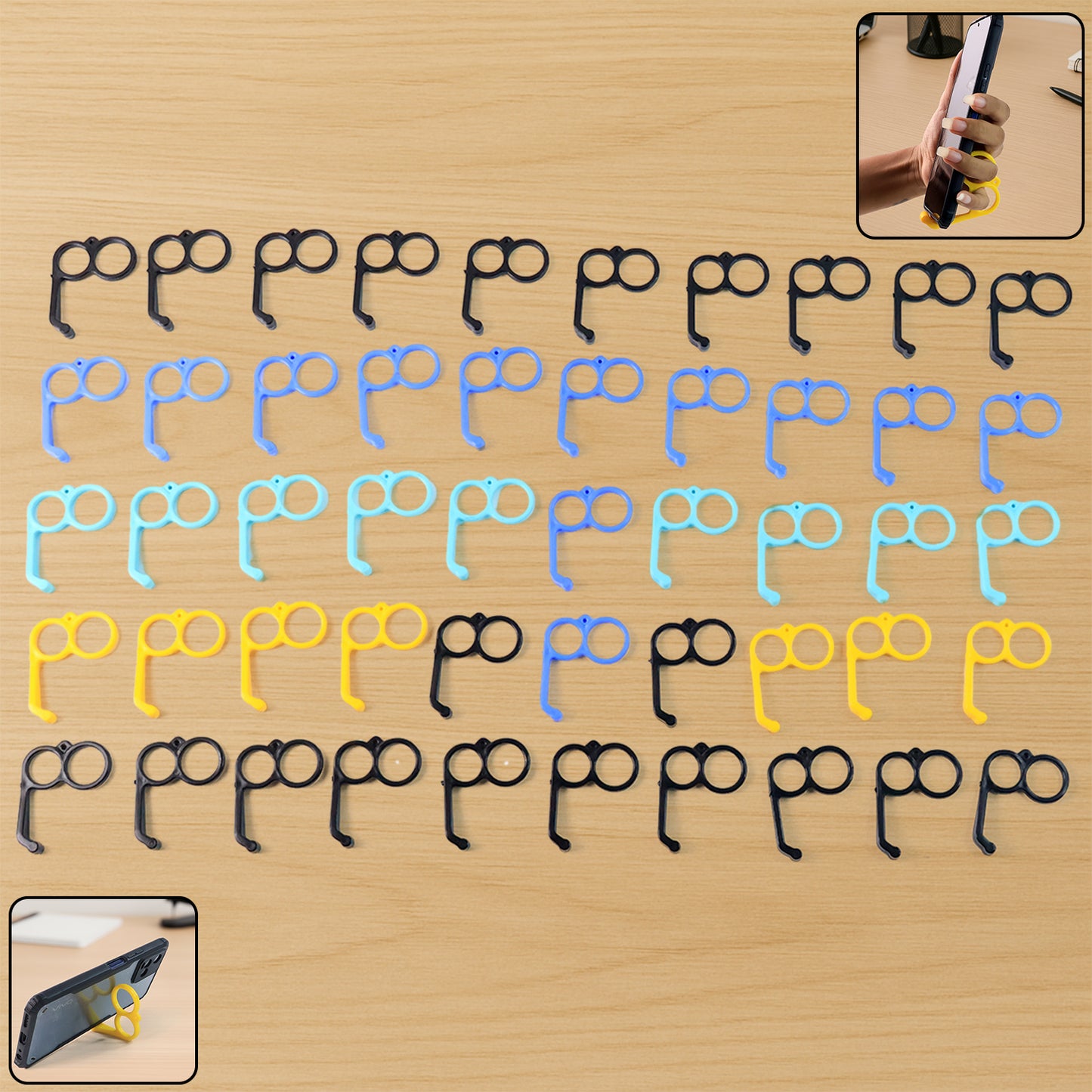 Plastic Hand Mobile Stand (Mix Color 50 Pc) - Happy Price - Image 1