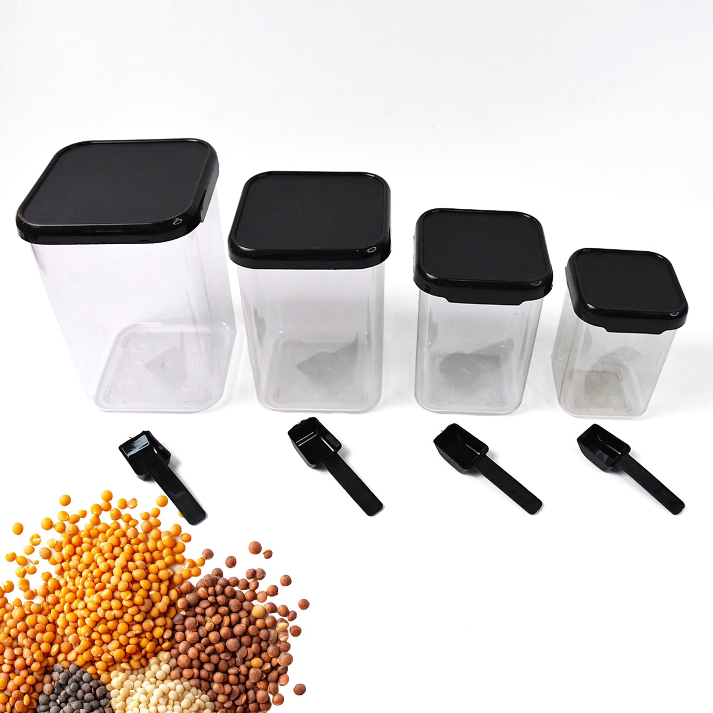 Plastic Air Tight Containers Storage (4 Pc Set With 4 Spoon) - Happy Price - Image 3