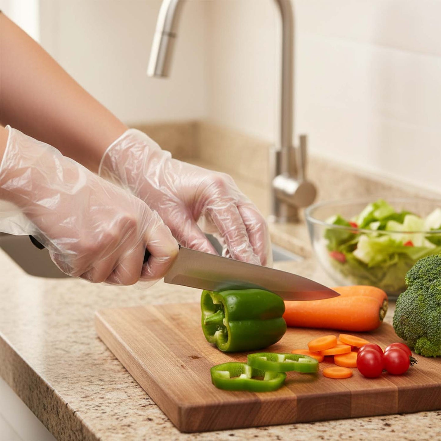 100 Pc Clear Disposable Plastic Gloves for Kitchen and Cleaning - Happy Price - Image 6