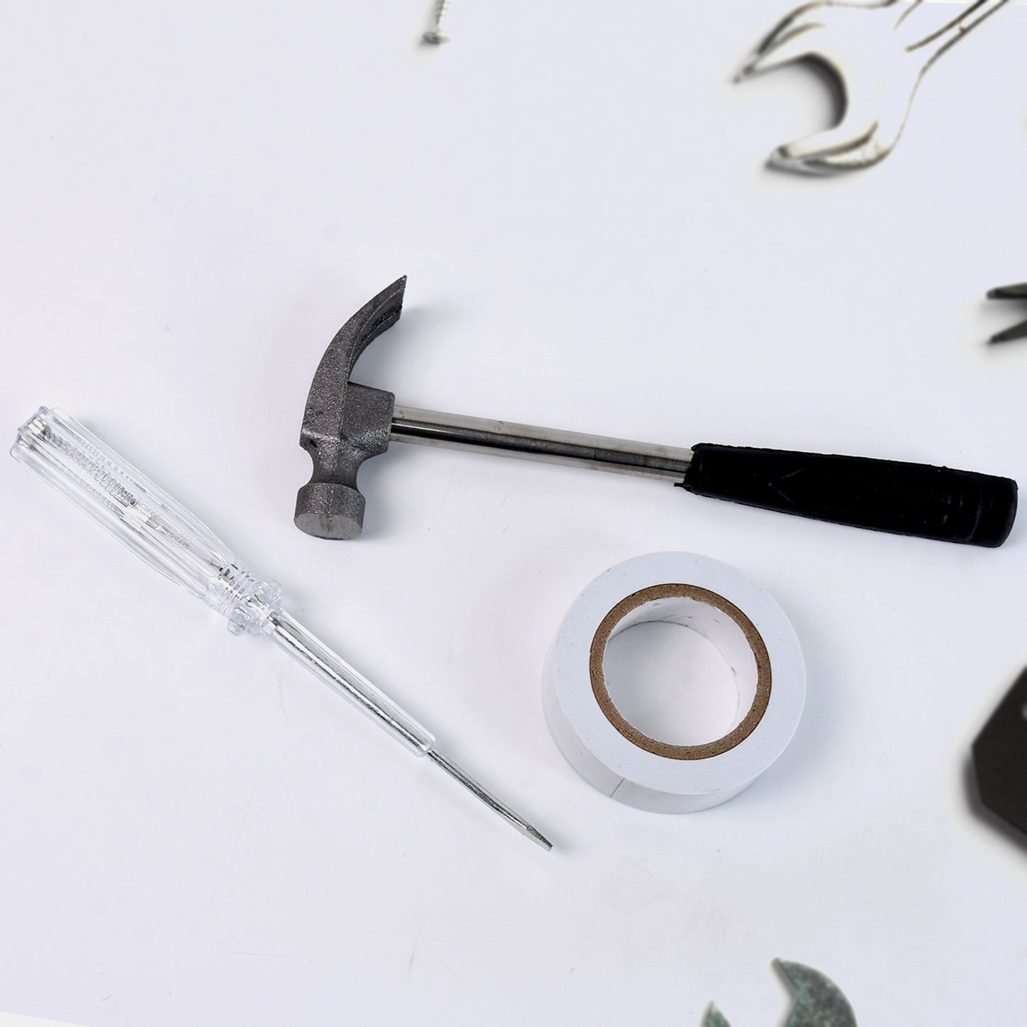 8 In 1 Hand Tool Kit Steel And Plastic Hammer Screwdriver Tape - Happy Price - Image 3