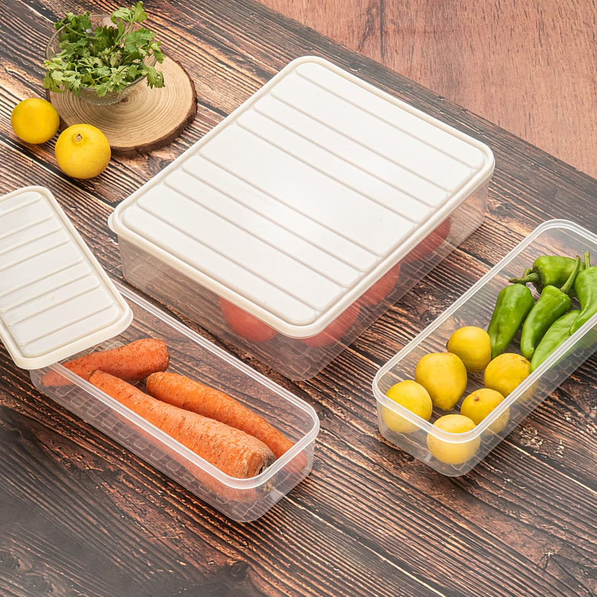 3 Pcs Stackable Plastic Food Containers for Fridge & Freezer Storage - Happy Price - Image 2