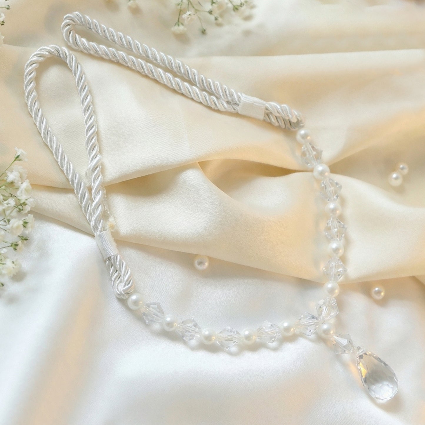 Crystal and Pearl Beaded Curtain Tieback with Rope Design (1 Pc) - Happy Price - Image 3