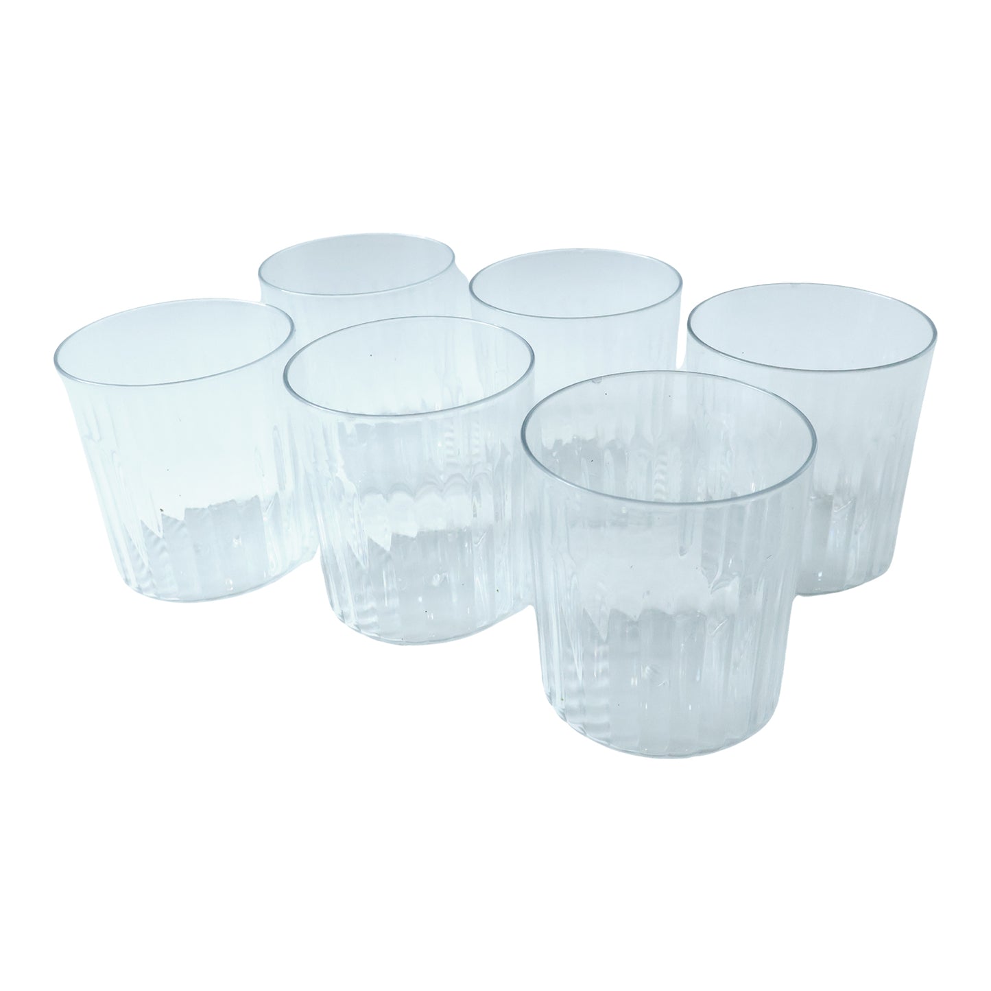 Set of 6 Transparent Drinking Glasses, 300 ML Each, Ribbed Design - Great Price - Image 4
