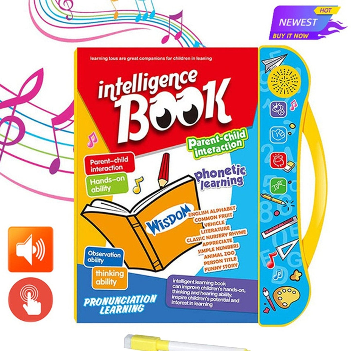 Musical Learning Study Book With Numbers Letters - Happy Price - Image 1