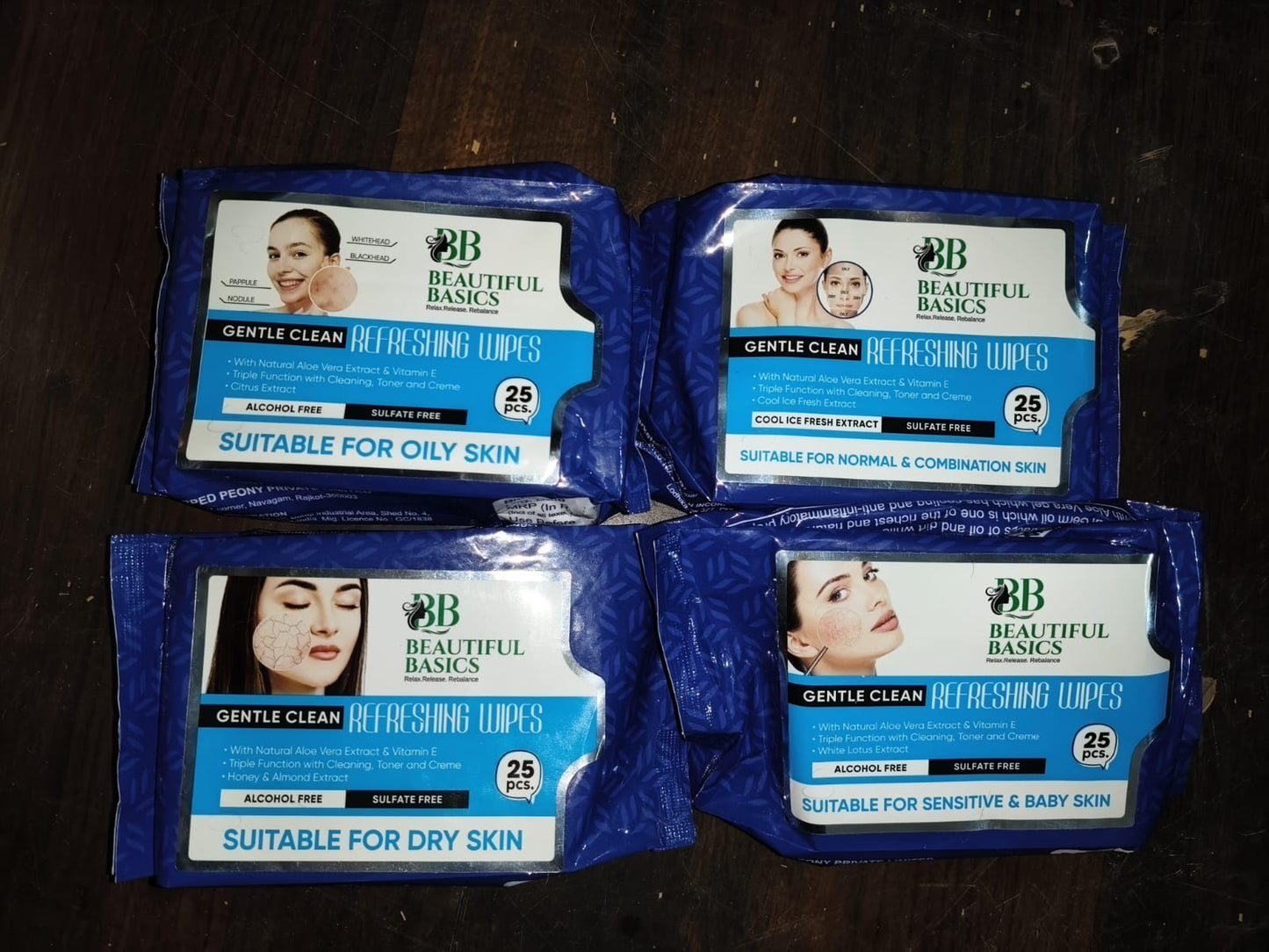 Beautiful Basics Dry Oily Sensitive Normal Skin Face Wipes (4 Pkts X 100 Pcs Wipes) - Happy Price - Image 7