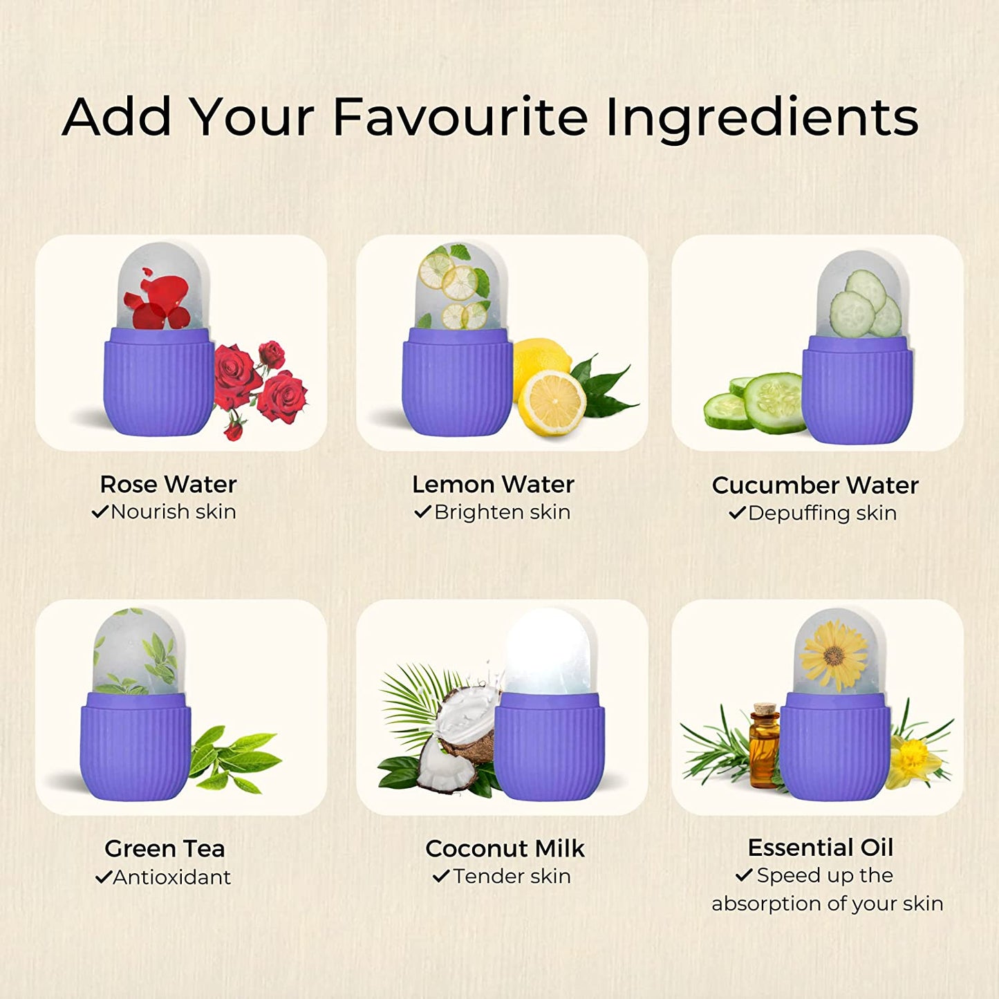 Beauty Ice Roller For Face Massager Eye Reusable Face Rollers Facial Roller ( Purple Color) - Happy Price - Image 5