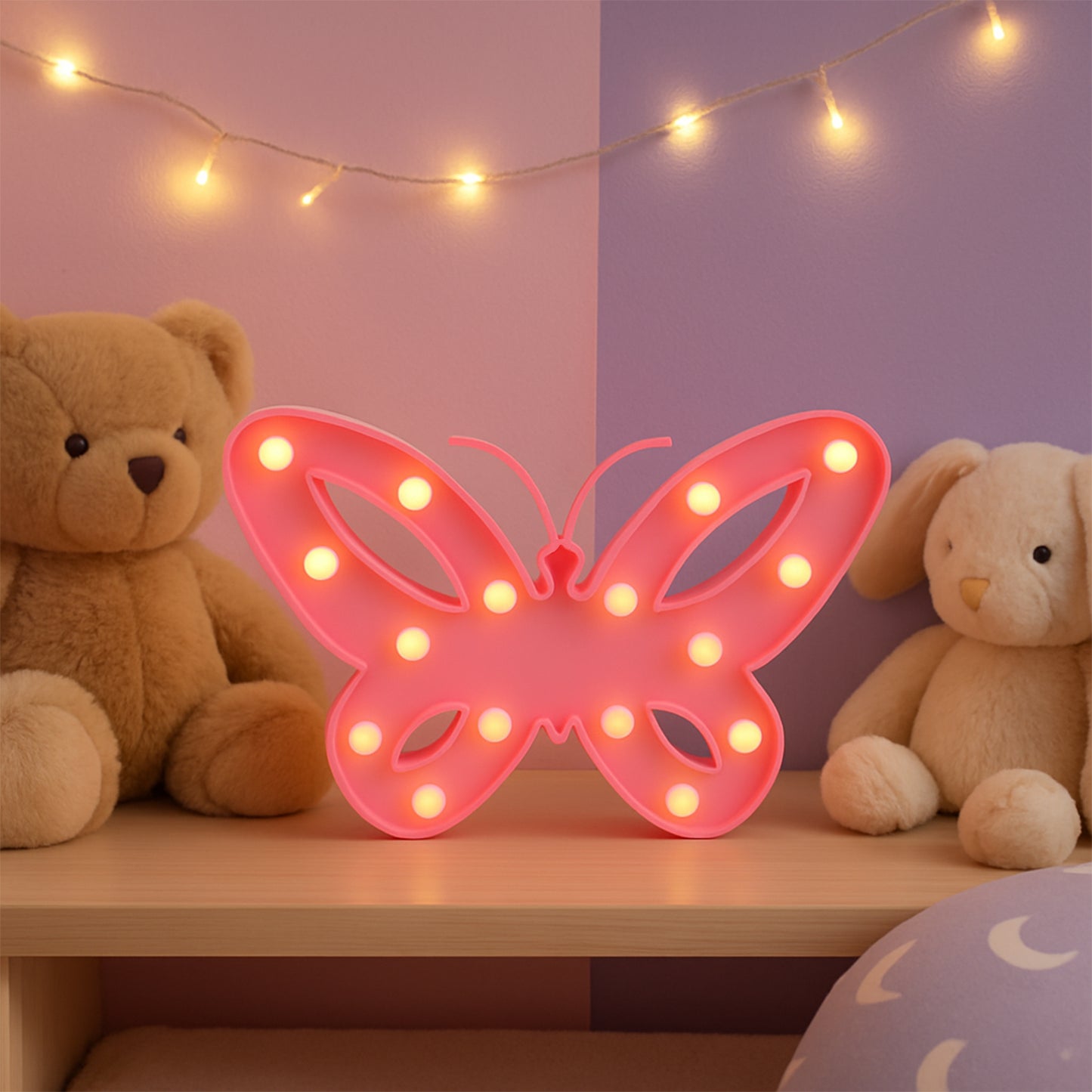 Butterfly Shape LED Decorative Night Light (1 Pc) - Battery Operated Warm Glow Lamp for Kids Room & Home Decor - Happy Price - Image 6