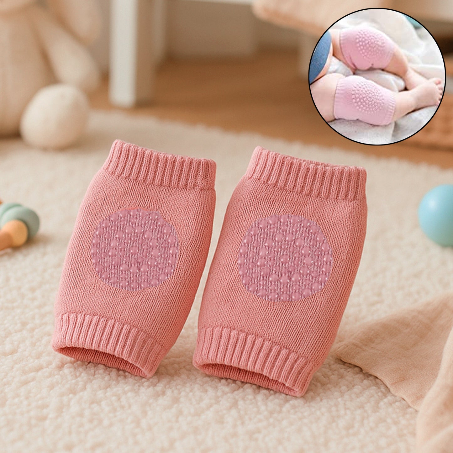 Pink Toddler Wool Knit Leg Warmer (Knee Guard) - Happy Price - Image 2