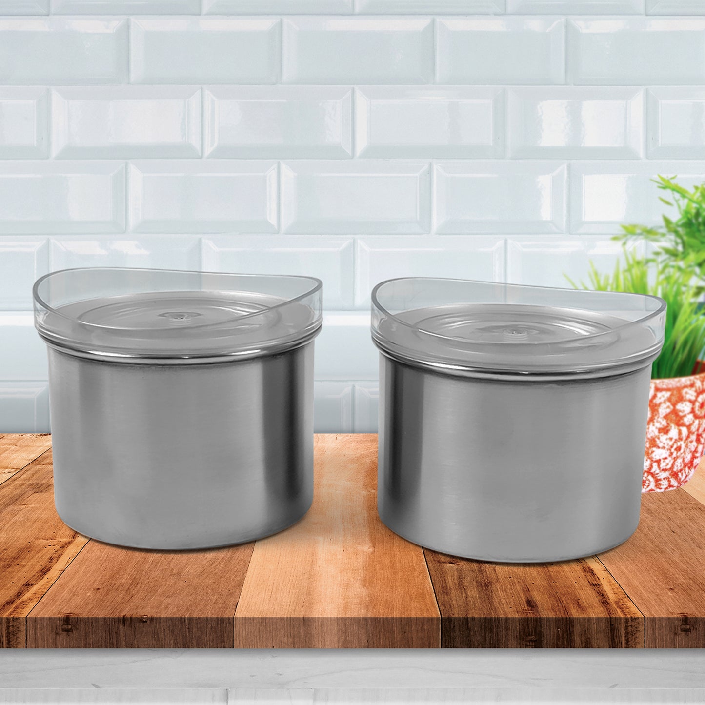 Multipurpose Stainless Steel Airtight Containers With See Through Lid (2 Pc 500 Ml) - Happy Price - Image 2