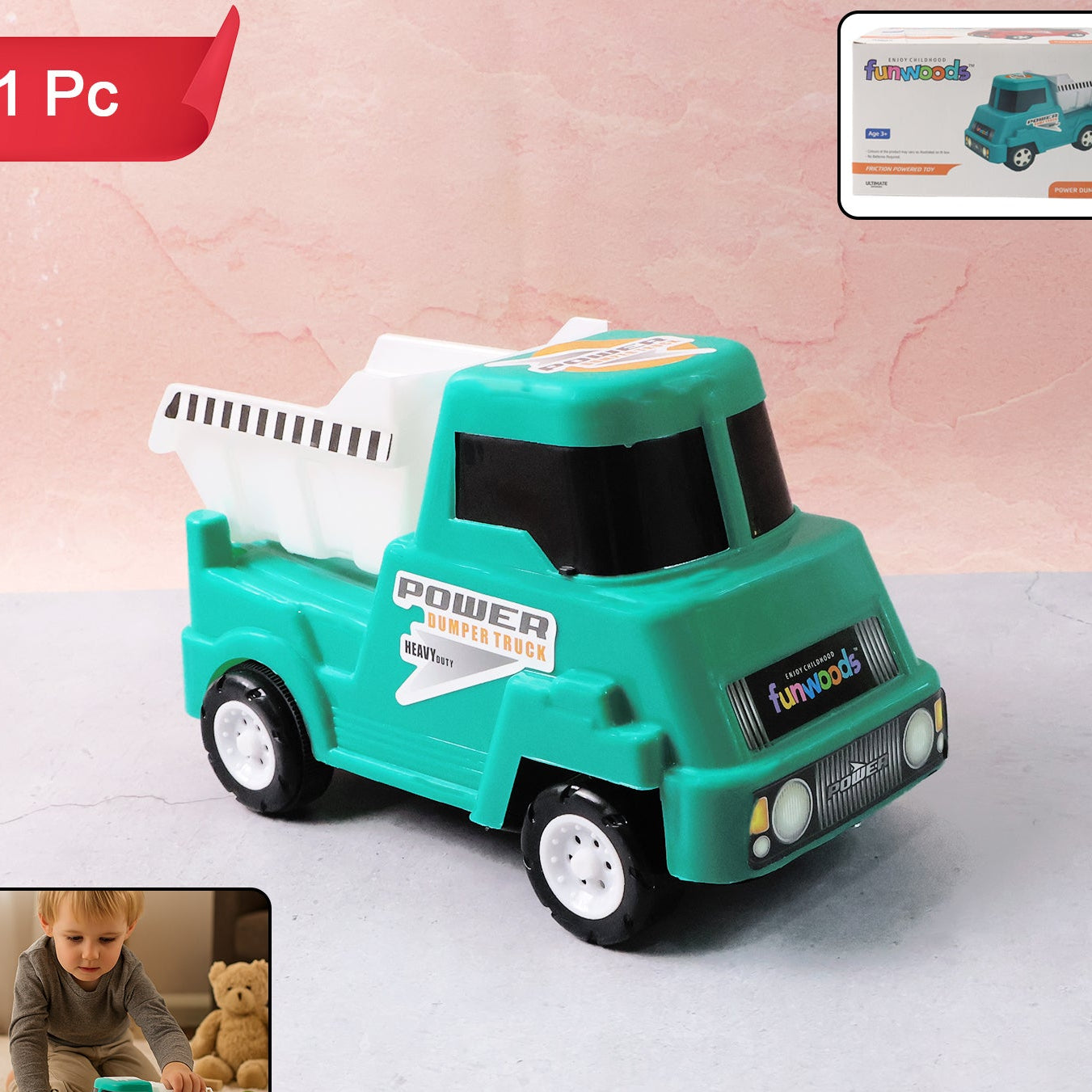 Friction Powered Dumper Truck Toy for Kids (1 Pc) - Happy Price - Image 1