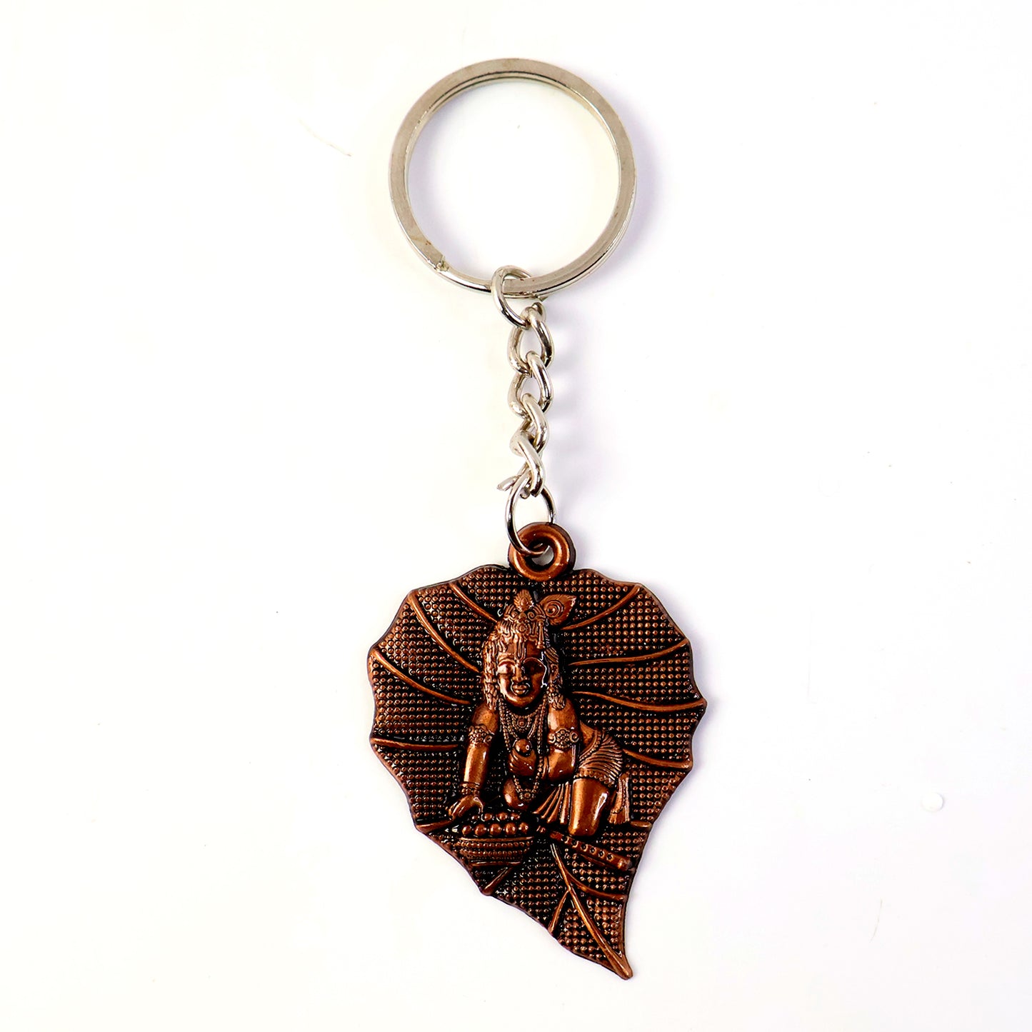 Antique Finish Metal Bal Krishna Peepal Leaf Keychain (1 Pc) - Happy Price - Image 2
