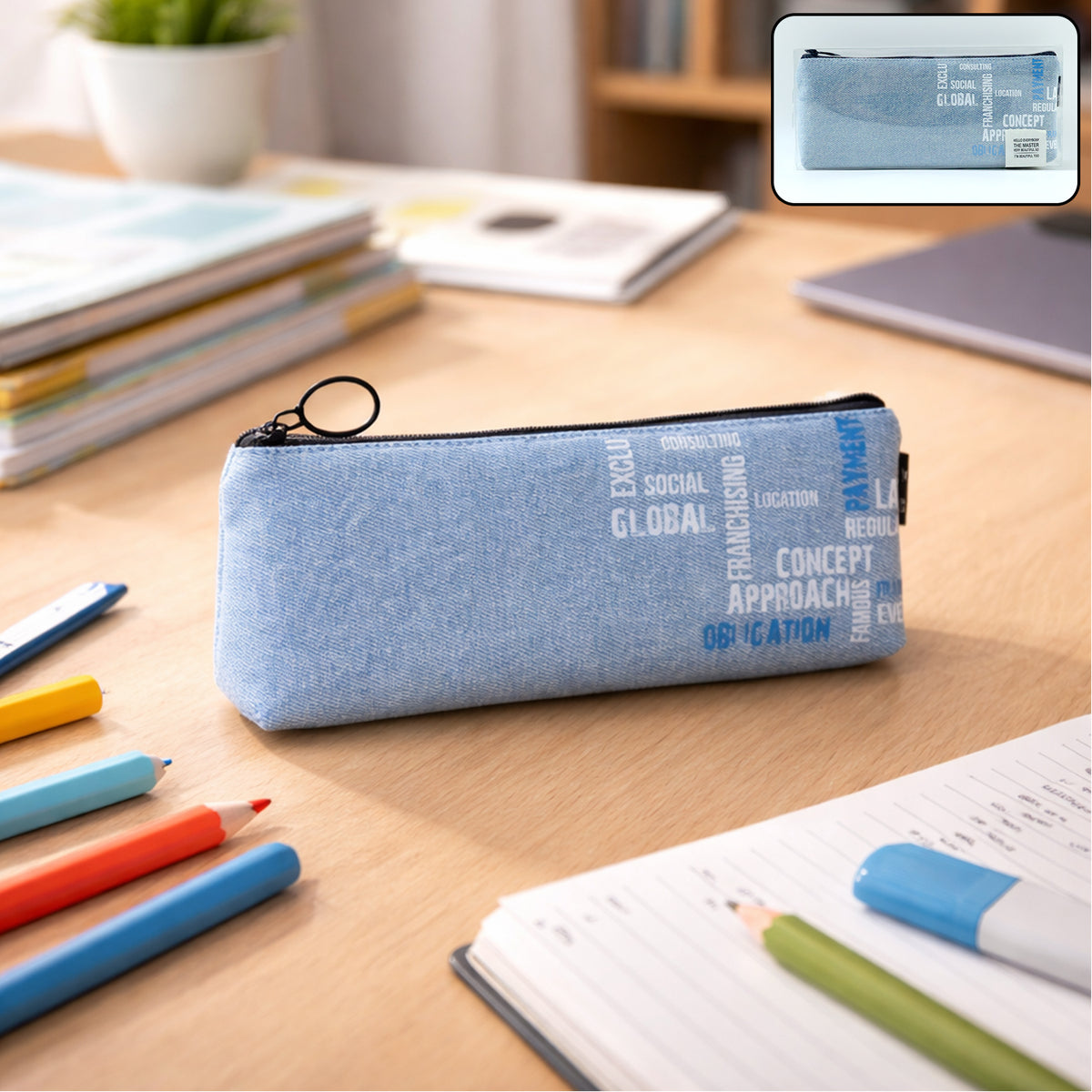 Fabric Zipper Pouch - 1 Pc Multipurpose Stationery Organizer for School, Office, Travel - Great Price - Image 2