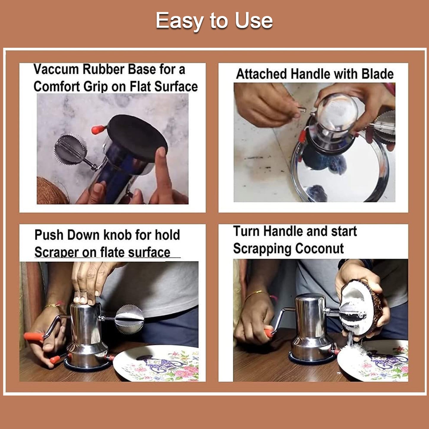 Manual Steel Coconut Scraper for Home Kitchen Use - Happy Price - Image 5