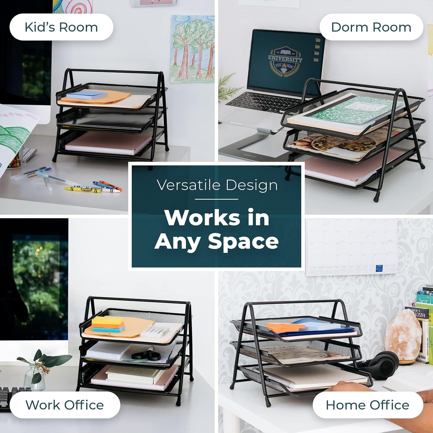 3-Tier Metal Desk Organizer Rack Stand - Heavy Duty Document and Stationery Holder - Great Price - Image 3