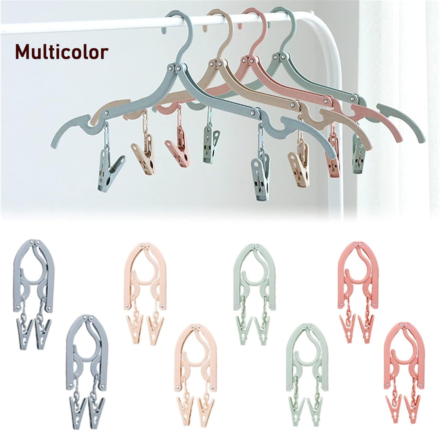 Adjustable Folding Clothes Hanger with Clips (1 Pc) - Happy Price - Image 6
