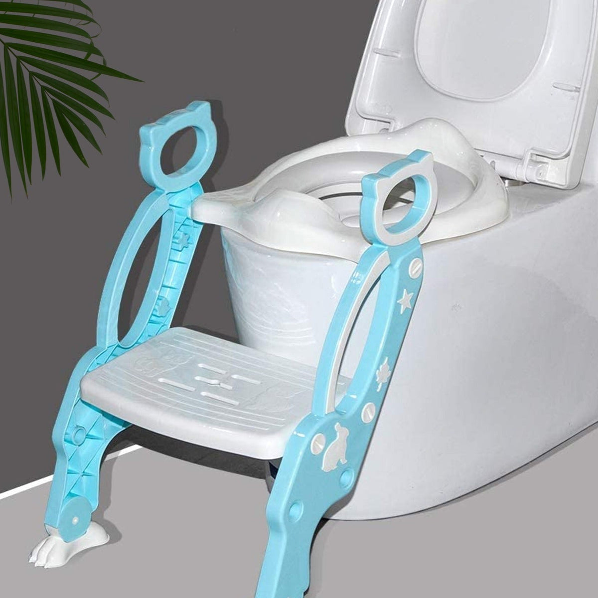 2 In 1 Potty Training Toilet Seat With Step Stool Ladder For Boy And Girl Baby Toddler Kid Childrens Toilet Training Seat Chair With Soft Padded Seat And Sturdy Non-slip Wide Step Make Potty Easier For Your Kids (Multi-color) - Happy Price - Image 1