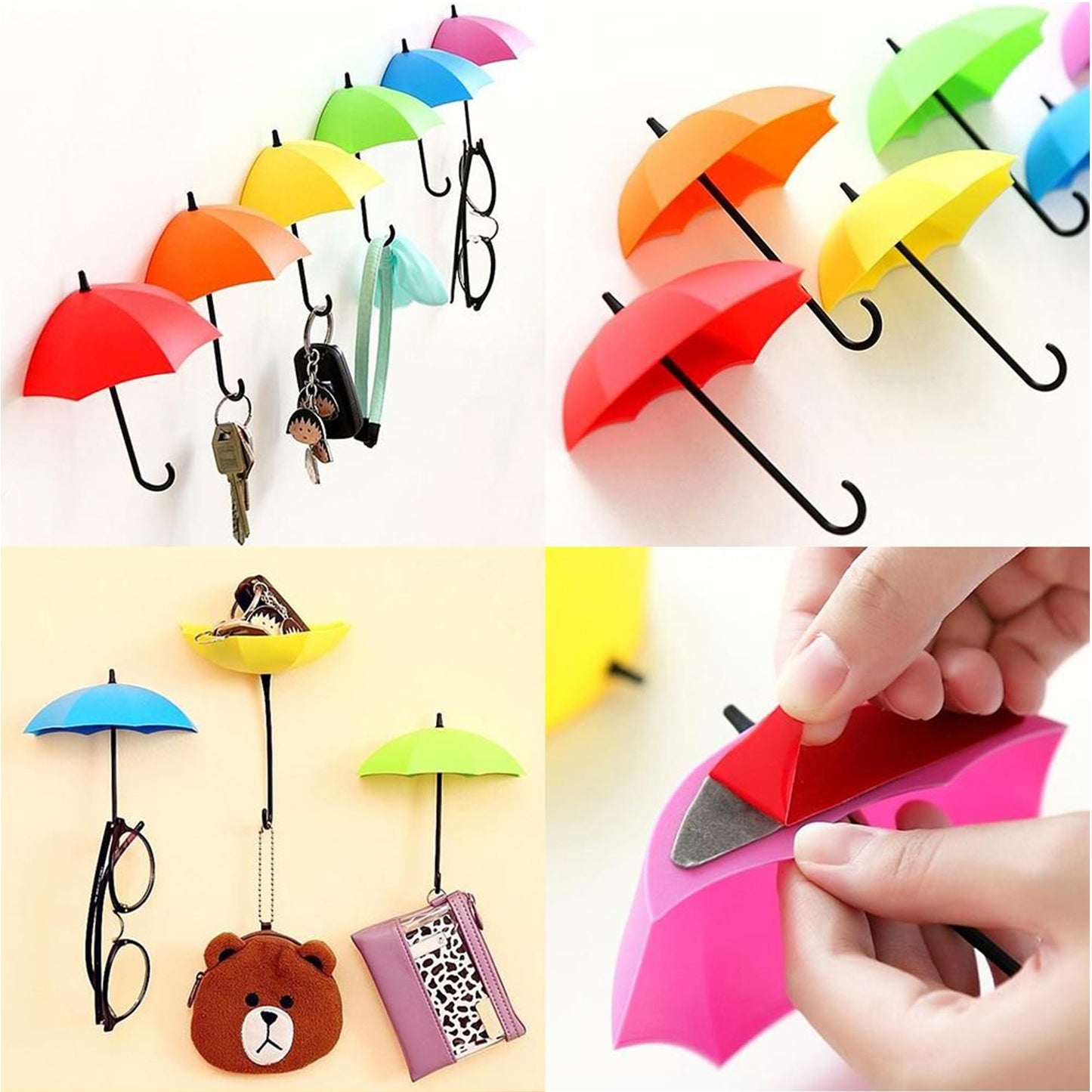 Multipurpose Umbrella Key Hat Holder Wall Hanging Hook Multicolor - Happy Price - Image 2