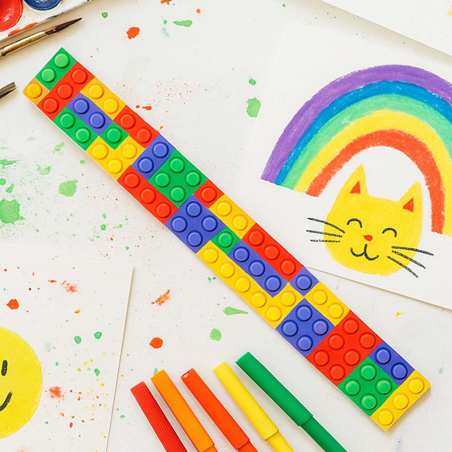 12 Pc Colorful Brick Pattern Slap Bracelets for Kids - Happy Price - Image 6