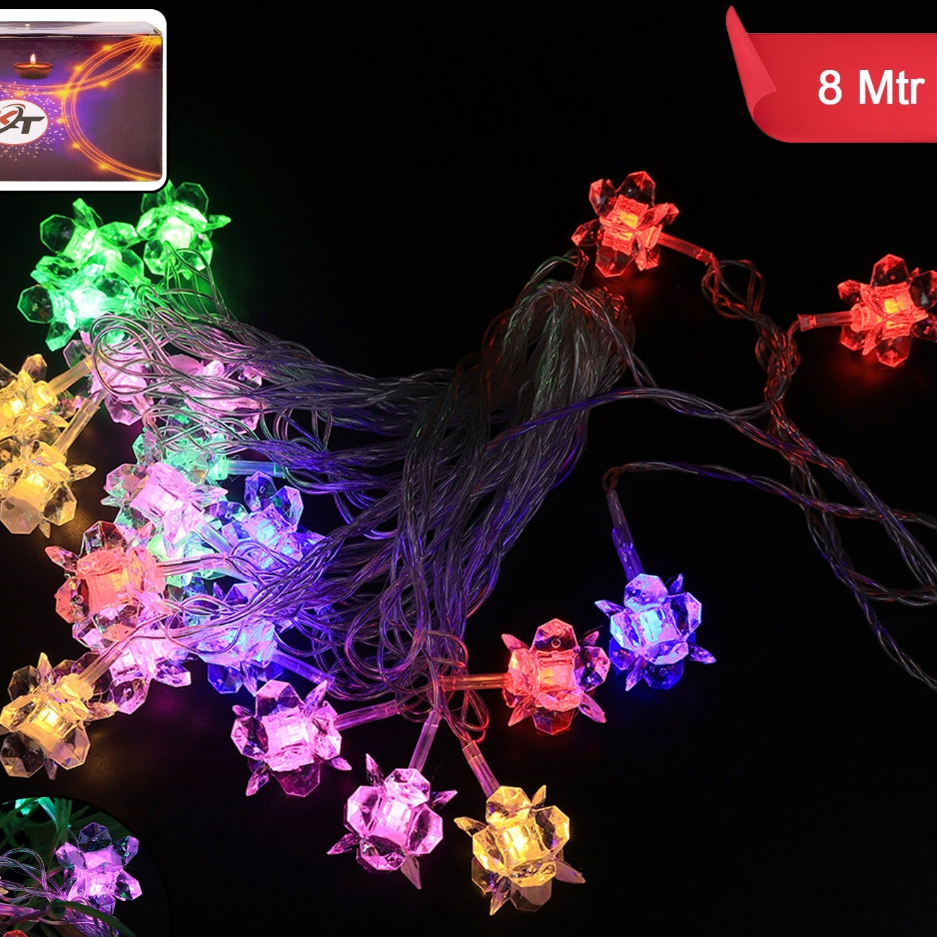Crystal Flower Led Decorative String Light (8 Meter) - Happy Price - Image 1