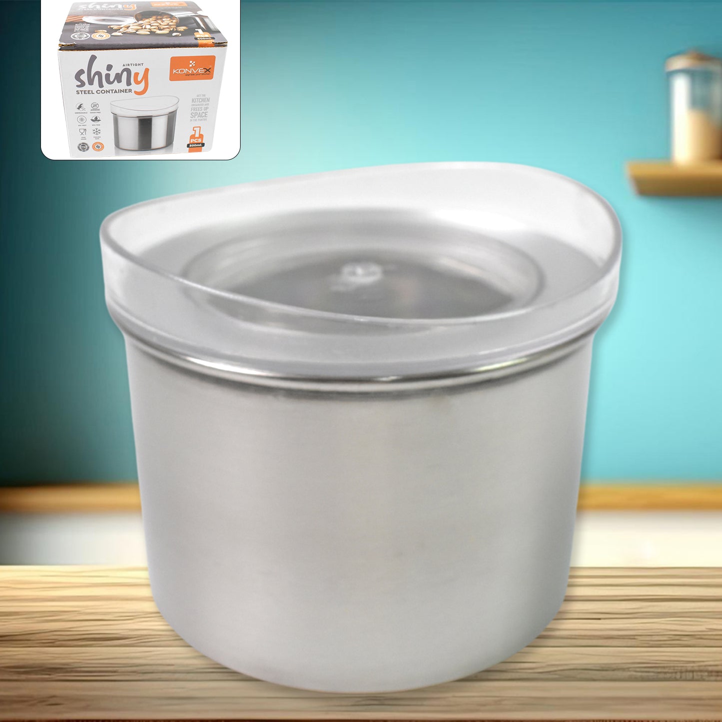 Multipurpose Stainless Steel Airtight Containers With See Through Lid (1 Pc 500 Ml) - Happy Price - Image 2