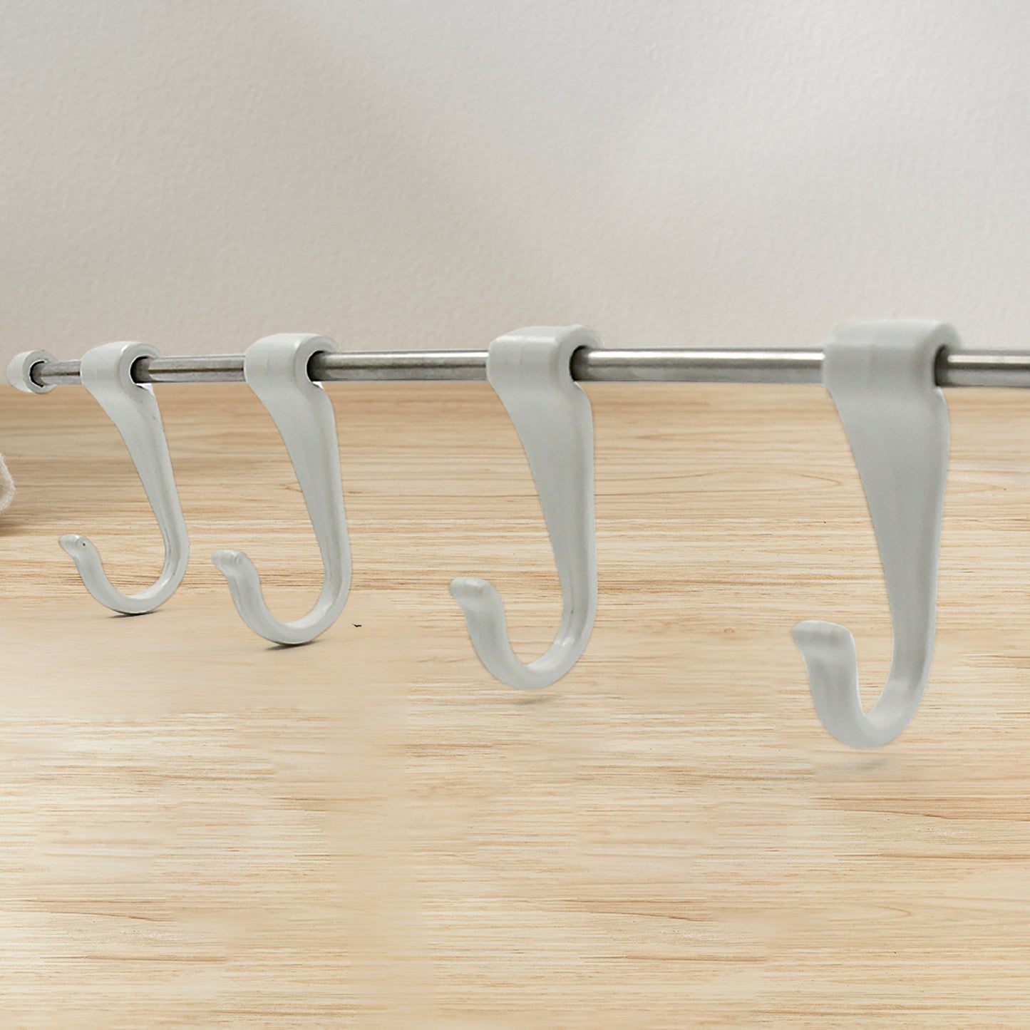 Stainless Steel Utensil Hanger Rail Nail Free Wall Mount With 2 Magic Stickers 6 Plastic Hooks For Kitchen - Happy Price - Image 3