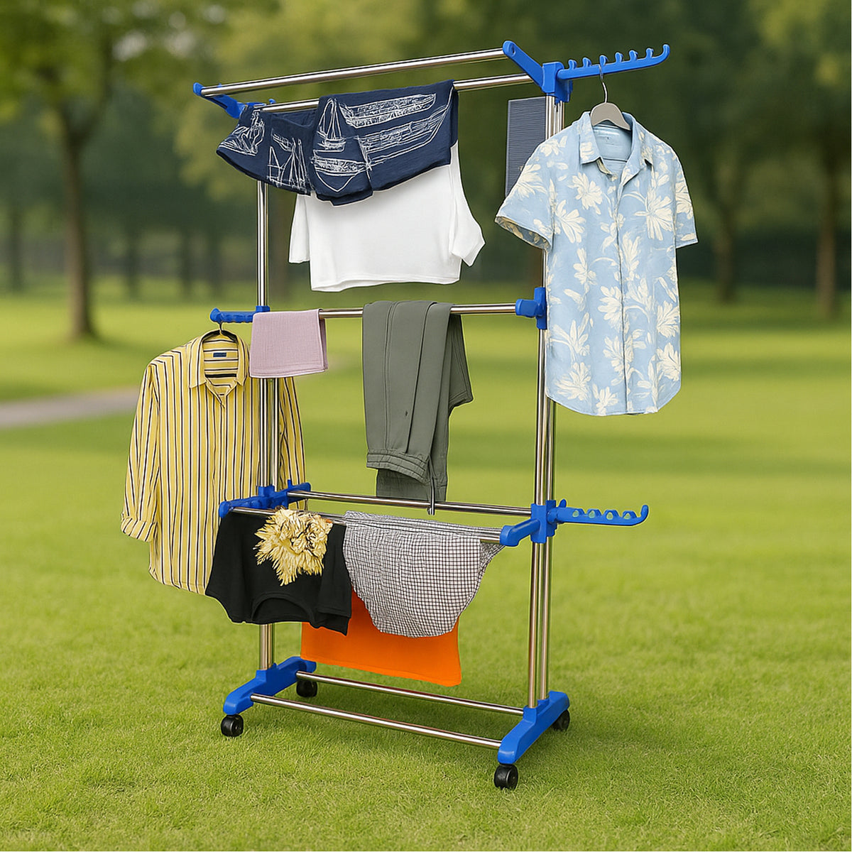 Foldable Stainless Steel Clothes Drying Stand Rack - Happy Price - Image 2