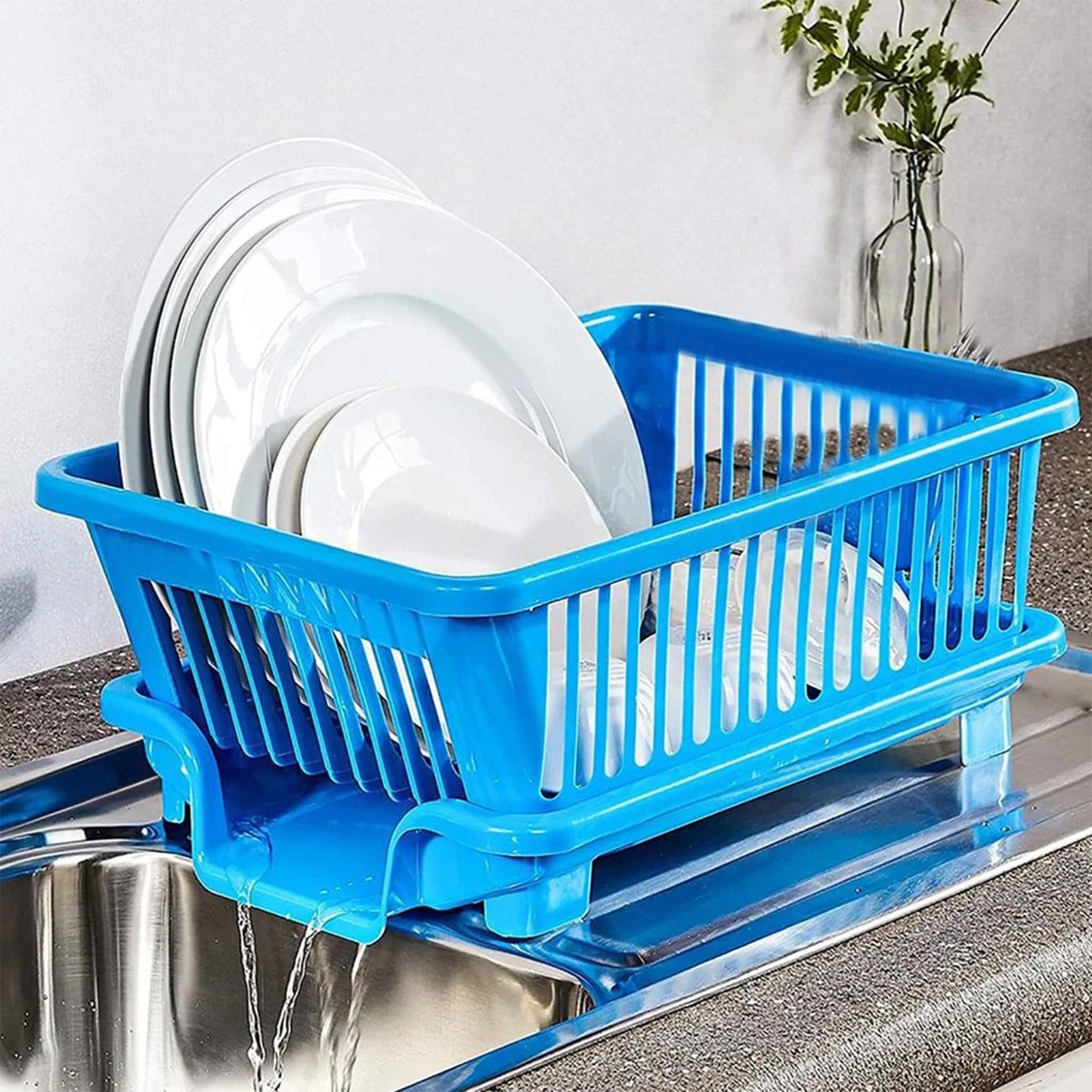 Plastic Sink Dish Drainer Drying Rack (With Brown Box) - Happy Price - Image 2