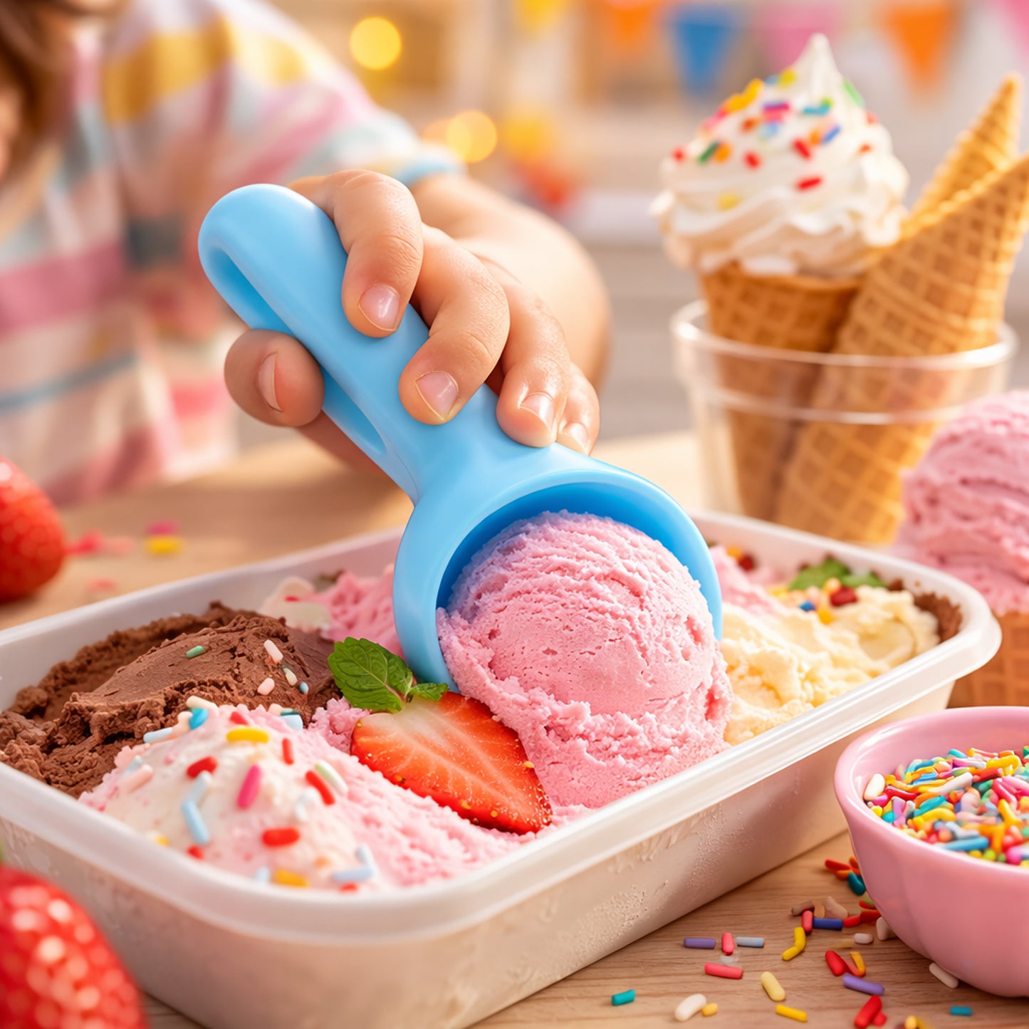 Plastic Ice Cream Scoop Set - 4 Piece Dessert Server - Great Price - Image 3