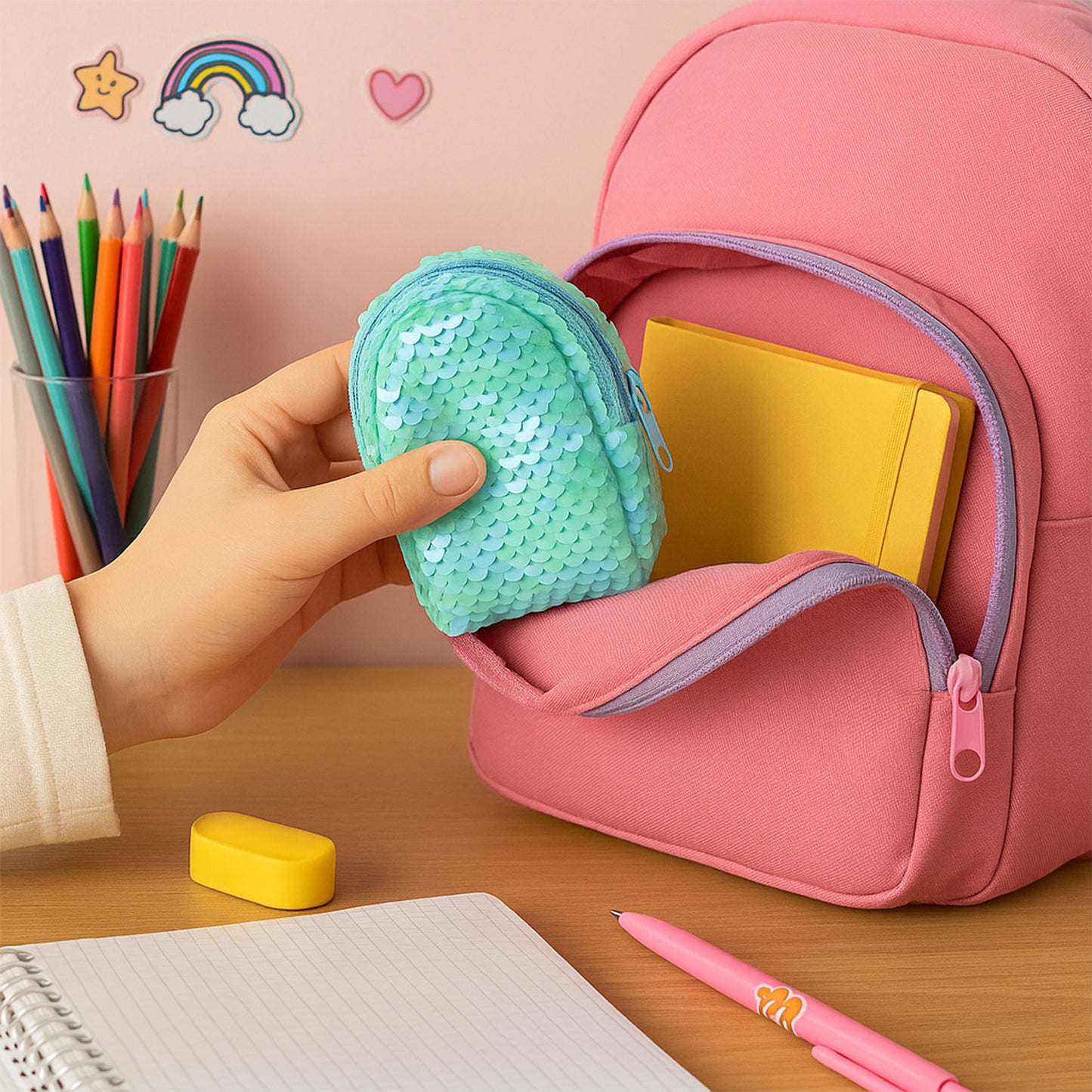 Sparkly Sequin Zipper Pouch - 1 Pc - Happy Price - Image 3