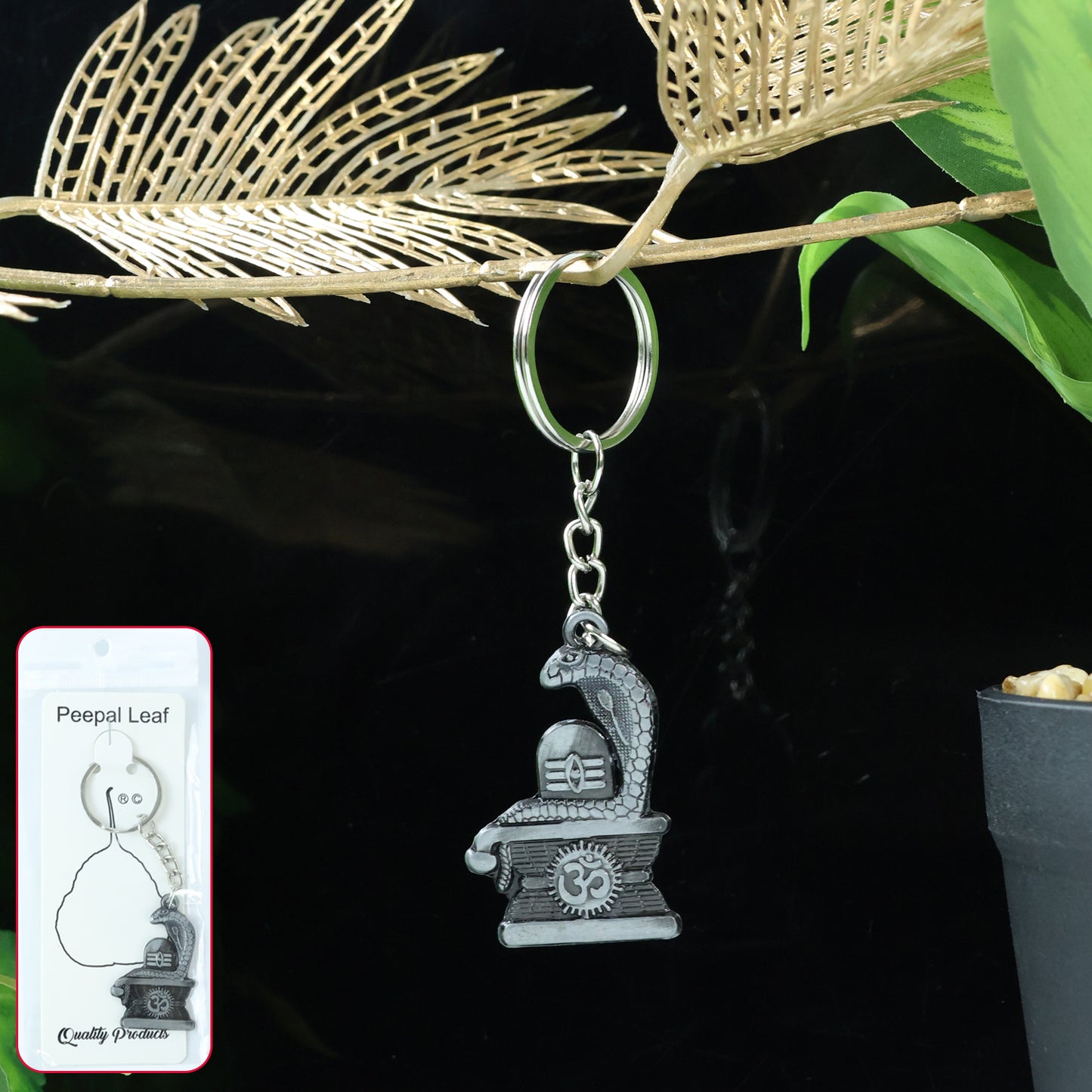 Lord Shiva Lingam with Serpent Silver Keychain (1 Pc) - Happy Price - Image 6