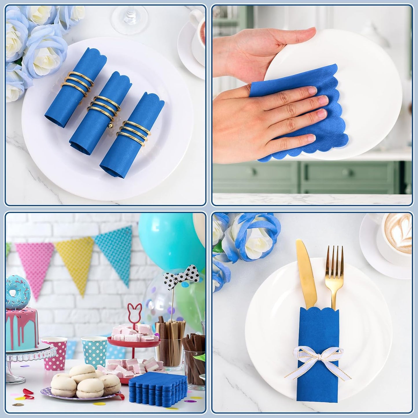 Royal Scalloped Disposable Paper Napkins - 120 Pc Pack, 23x23 cm - Happy Price - Image 5