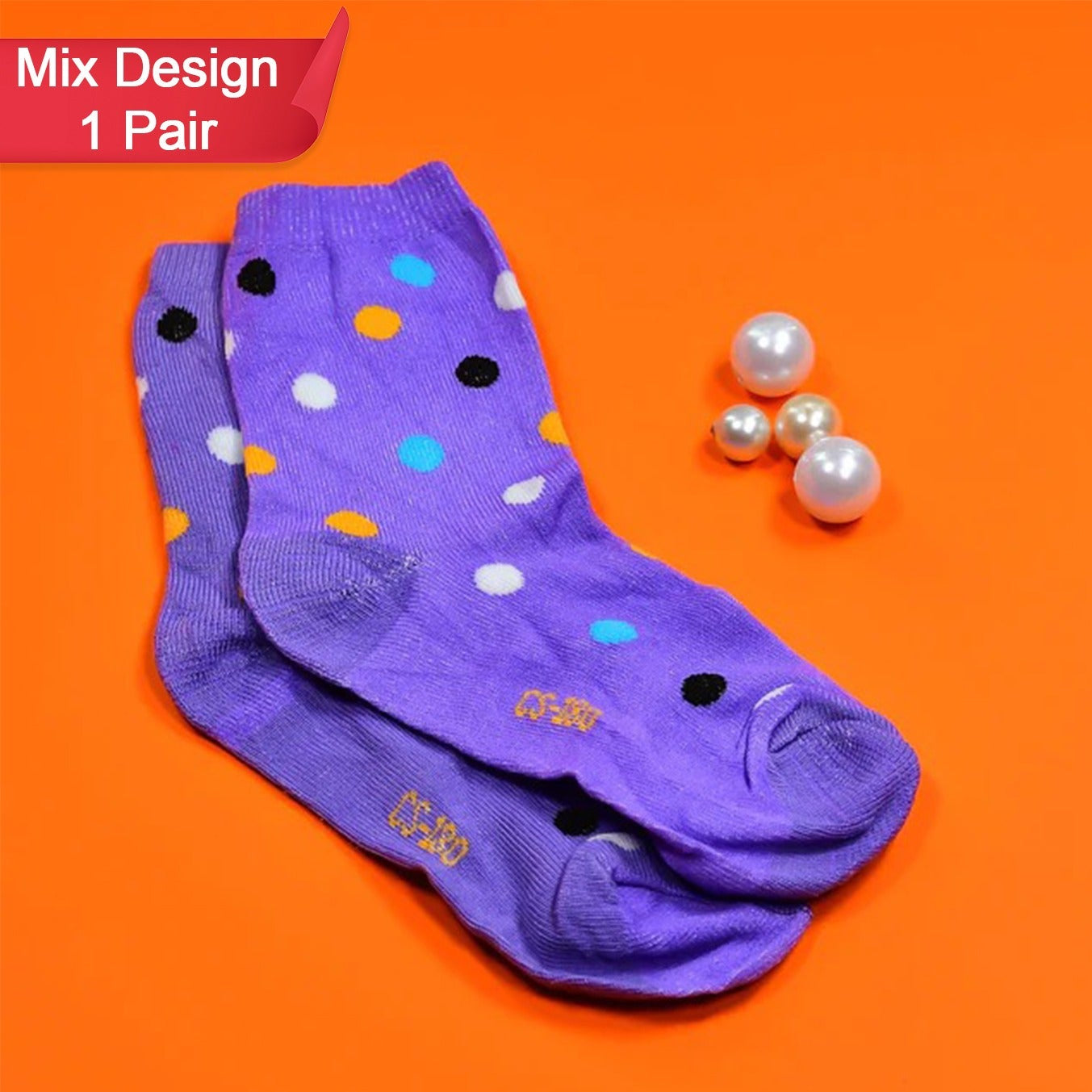 1 Pair Trendy Printed Socks - Assorted Designs & Sizes - Happy Price - Image 1