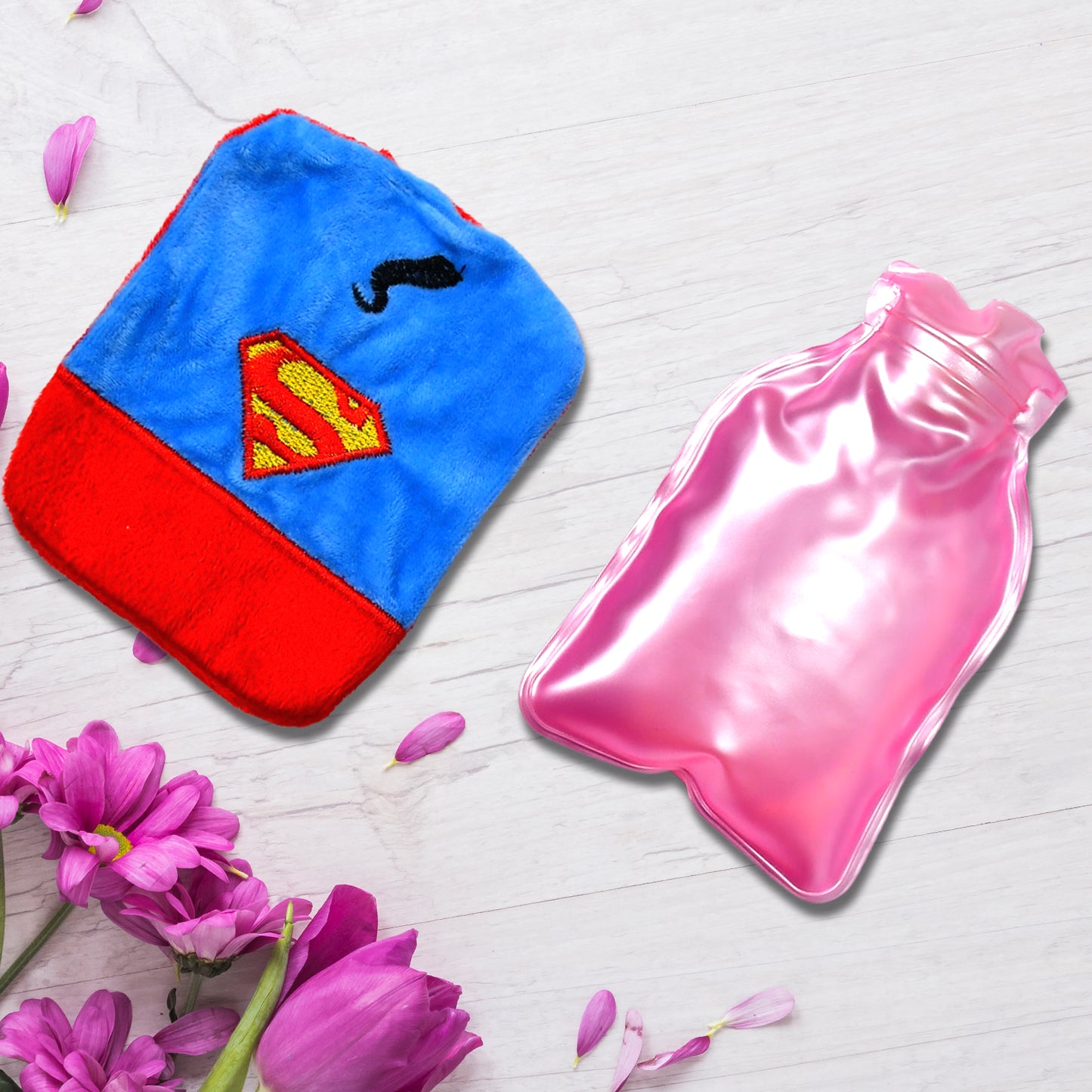 Superman Print Small Hot Water Bag With Cover For Pain Relief Neck Shoulder Pain And Hand Feet Warmer Menstrual Cramps. - Happy Price - Image 3