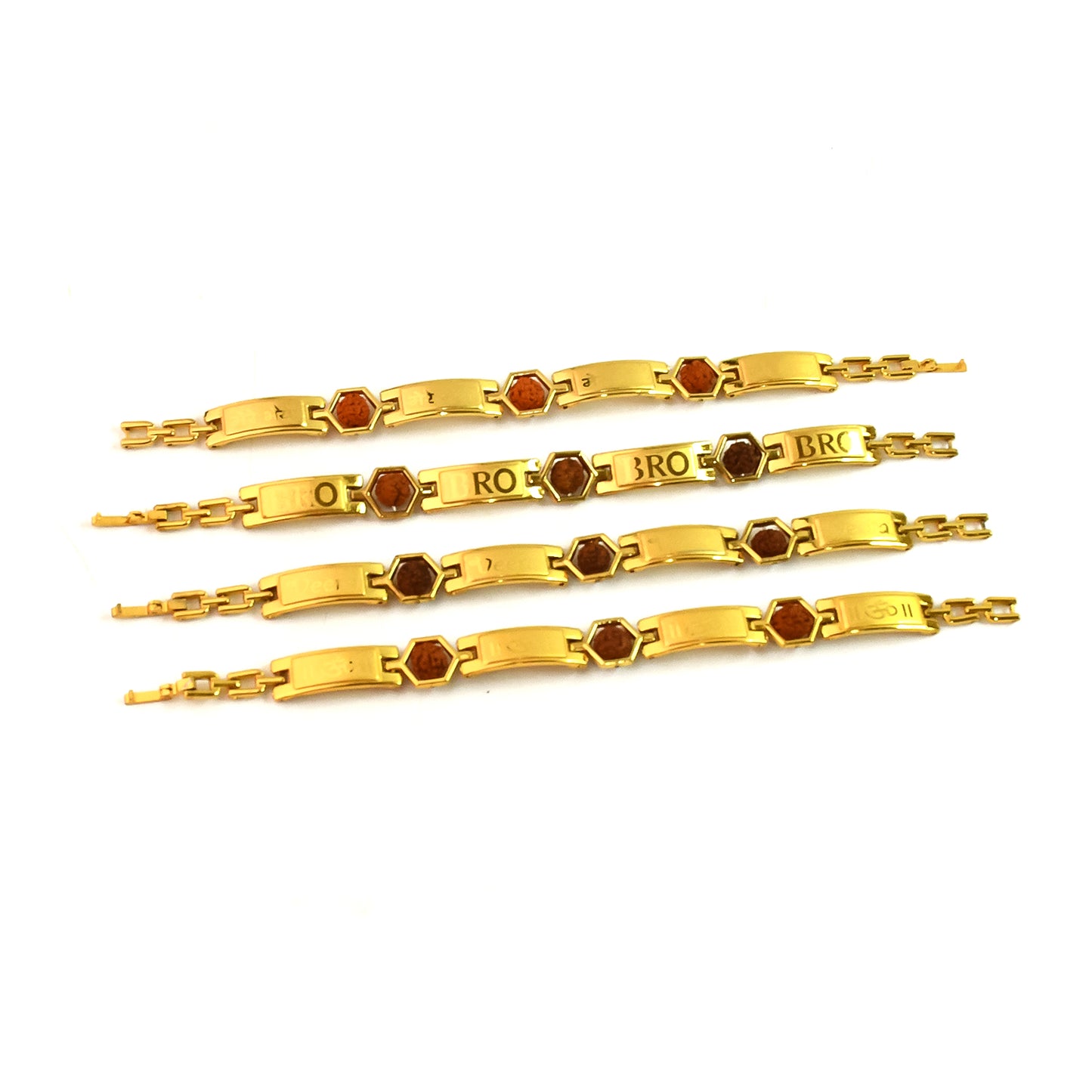Gold Plated Hexa Bead Bracelet Rakhi For Brother (1 Pc) - Happy Price - Image 2