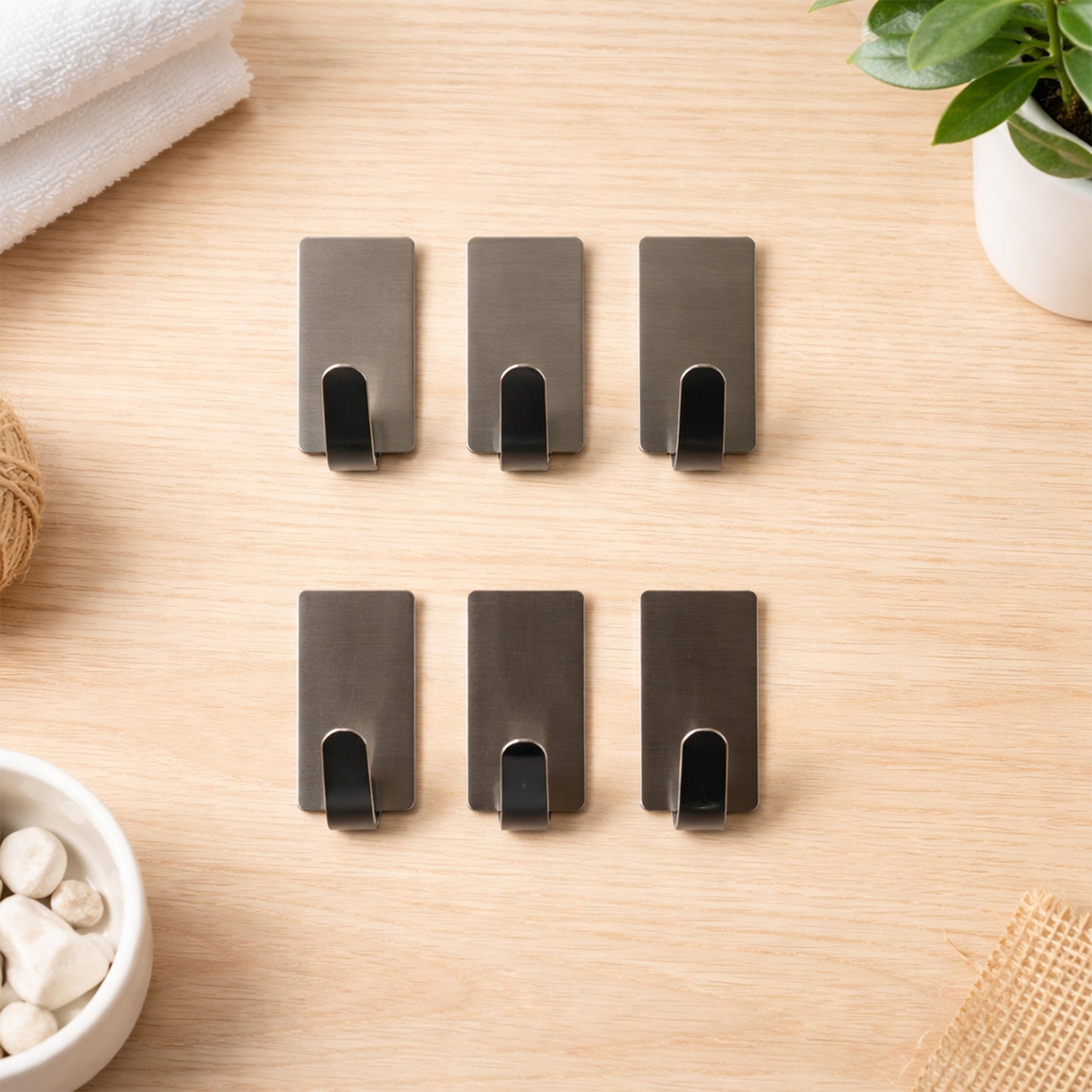 6 Piece Strong Adhesive Wall Hooks for Home Organization - Happy Price - Image 2
