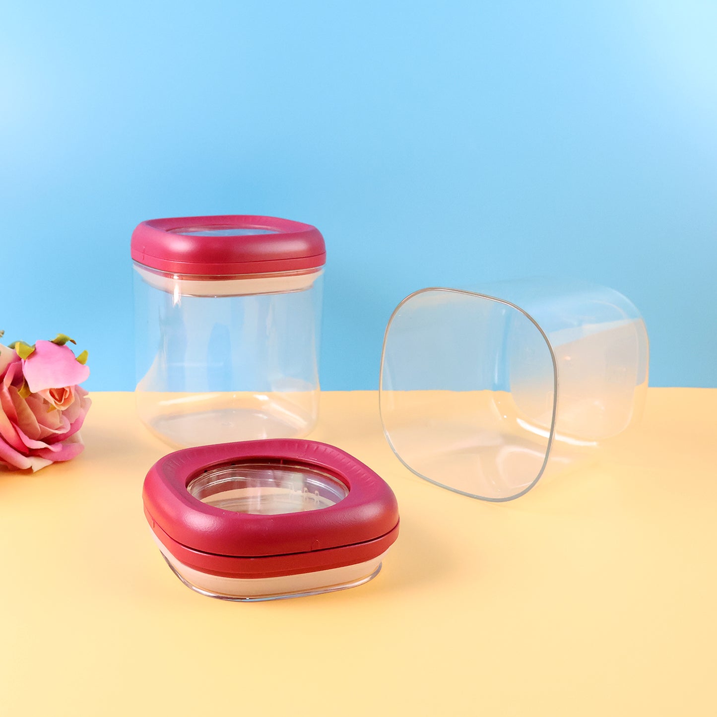 2 Pcs Approx 800 ML Airtight Twist Lock Kitchen Storage Containers - Happy Price - Image 3