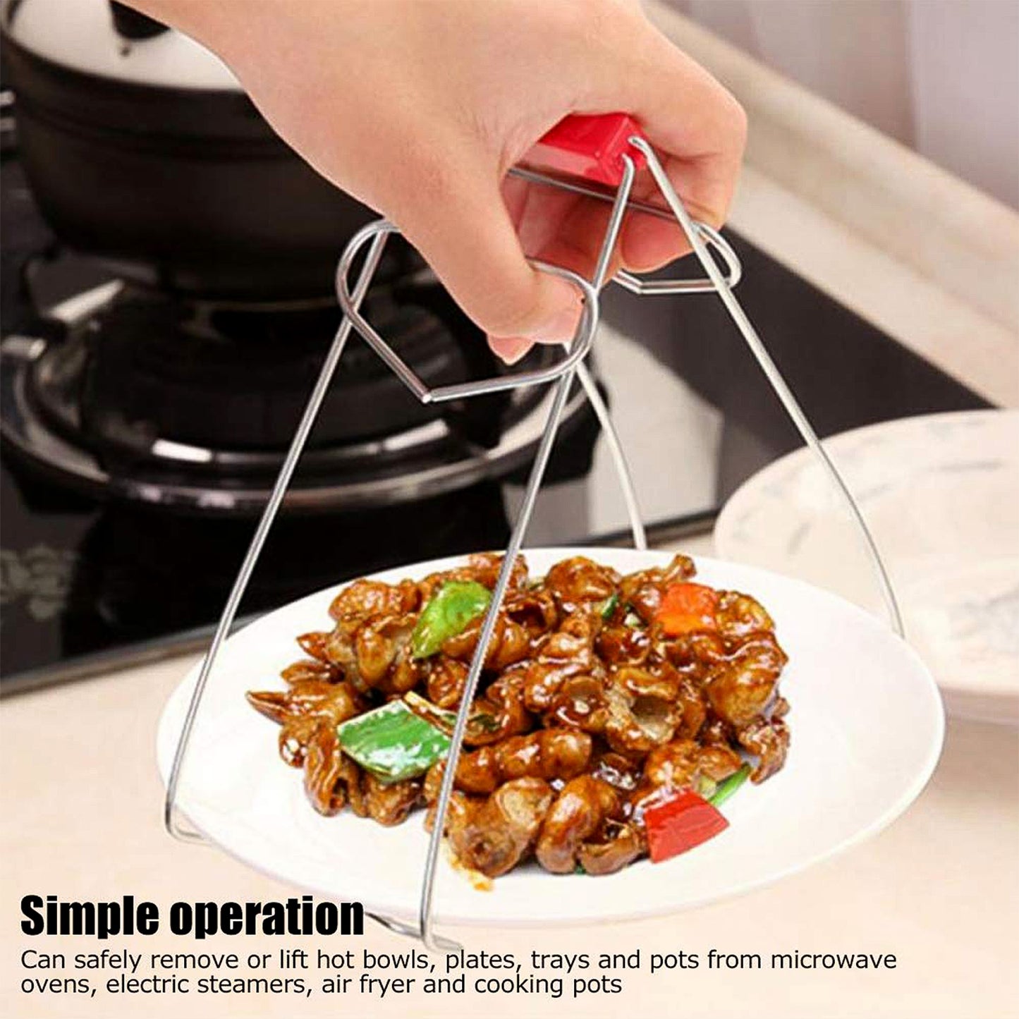 Heavy-duty Stainless Steel Kitchen Dish Plate Bowl Vessel Gripper Tong (1 Pc) - Happy Price - Image 5