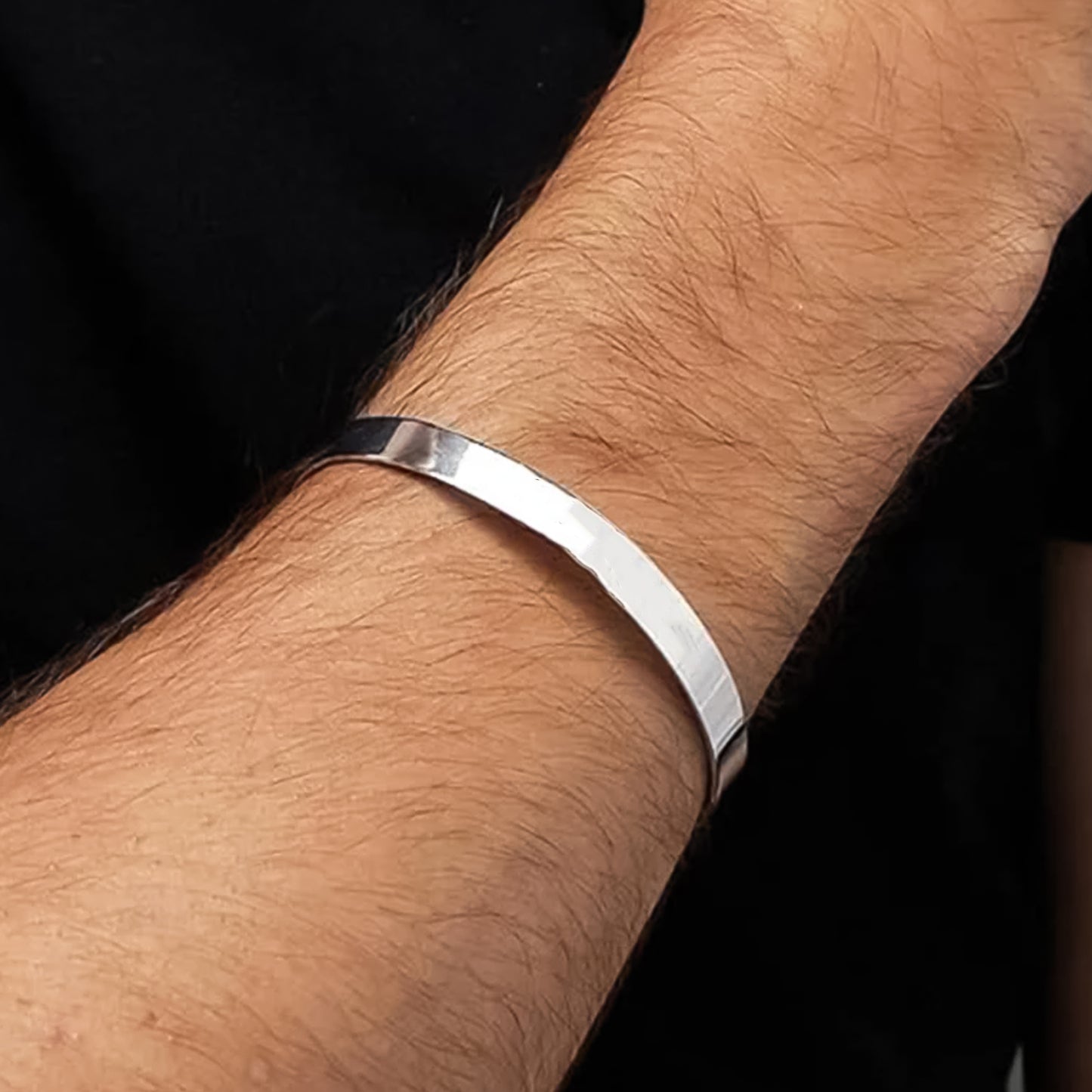 Minimalist Silver Stainless Steel Open Kada Bracelet (1 Pc) - Happy Price - Image 5