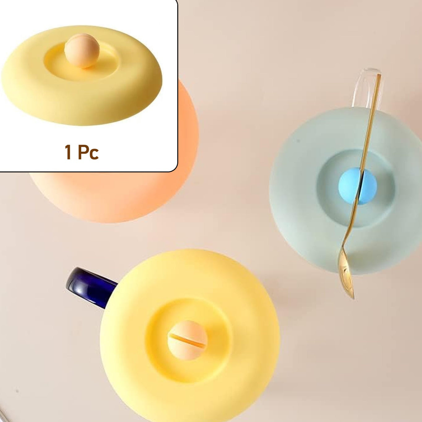 Cup Mug Lid Dust Proof Silicone Rubber Airtight Seal (Cup Spoon Not Included Only Lid 1 Pc) - Happy Price - Image 1