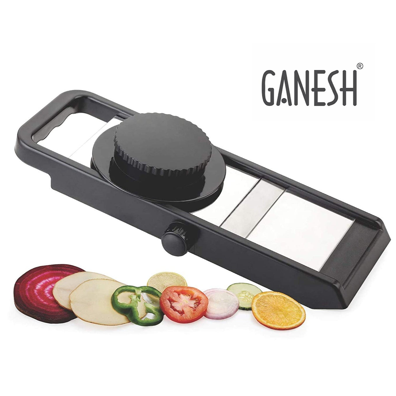 Ganesh Adjustable Plastic Slicer 1-piece Blacksilver - Happy Price - Image 1