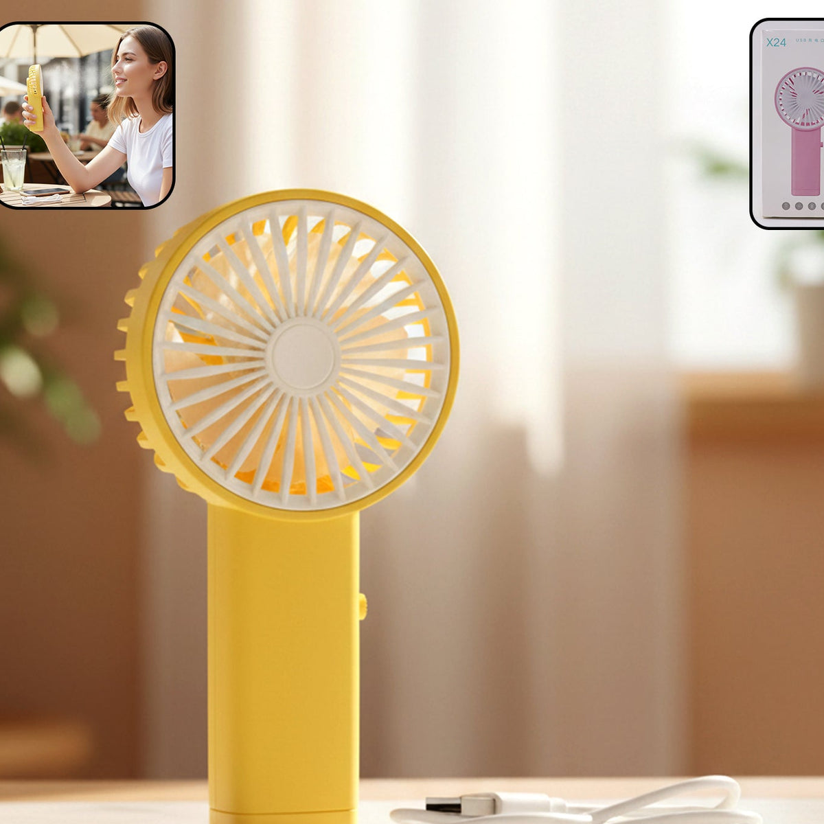 Mini USB Rechargeable Handheld Fan - Portable Cooling (1 Pc) - Happy Price - Image 1