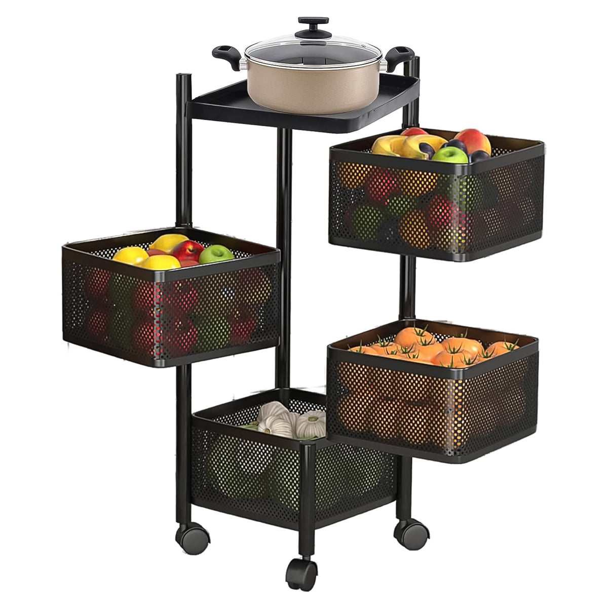 Metal Square High Quality Kitchen Trolley With Wheels (4 Layer 1 Pc) - Happy Price - Image 5