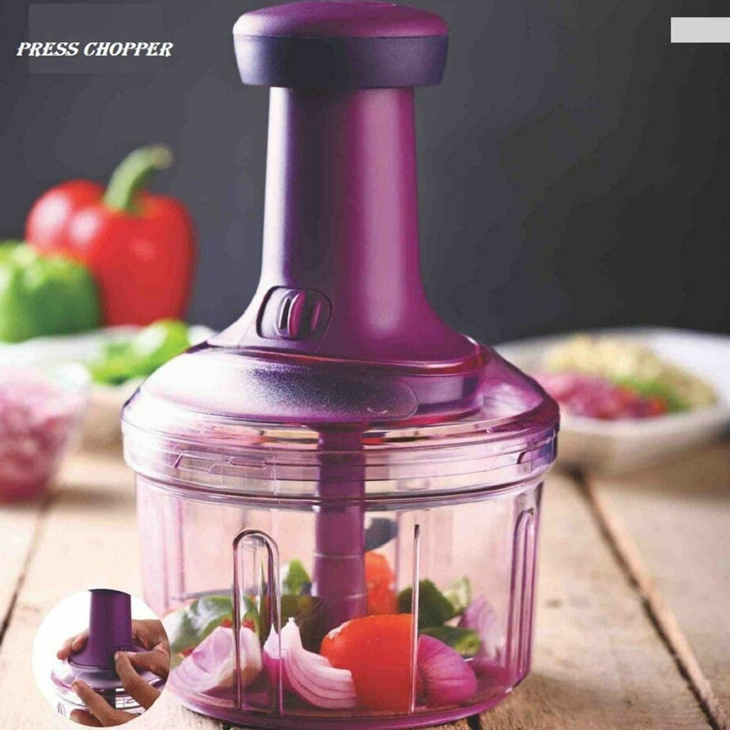 1100 ML Manual Push Chopper for Kitchen - Easy Vegetable & Fruit Slicer - Happy Price - Image 7