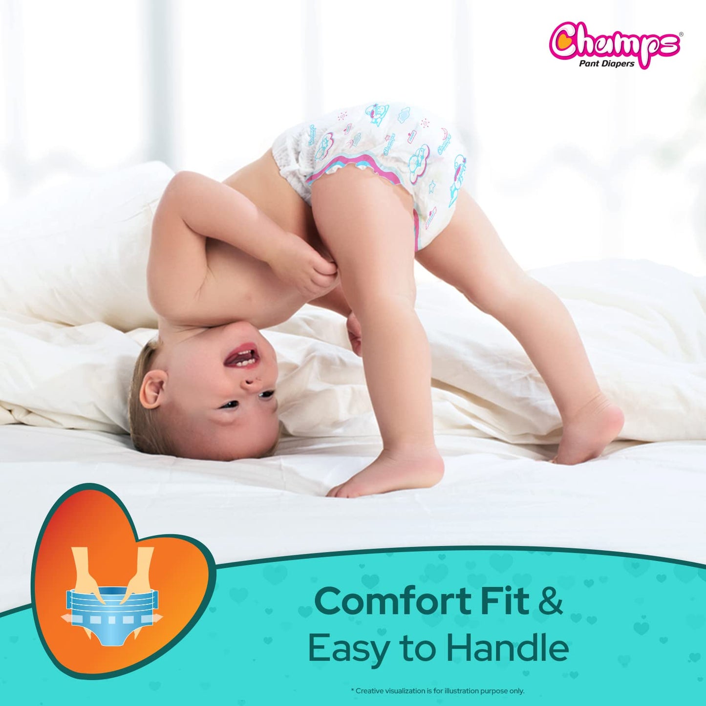 Champs Soft And Dry Baby Diaper Pants 62 Pcs (Large Size) - Happy Price - Image 4