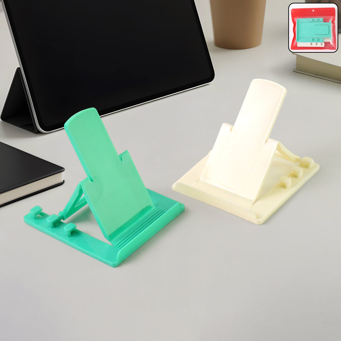 Adjustable Foldable Plastic Mobile Phone Stand Holder (2 Pc) - Happy Price - Image 2