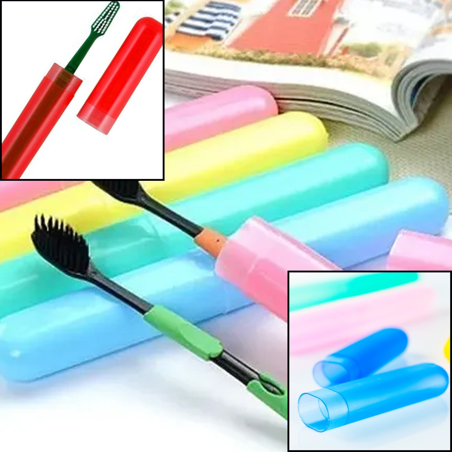 4pc Plastic Toothbrush Cover Anti Bacterial Toothbrush Container- Tooth Brush Travel Covers Case Holder Cases - Happy Price - Image 5