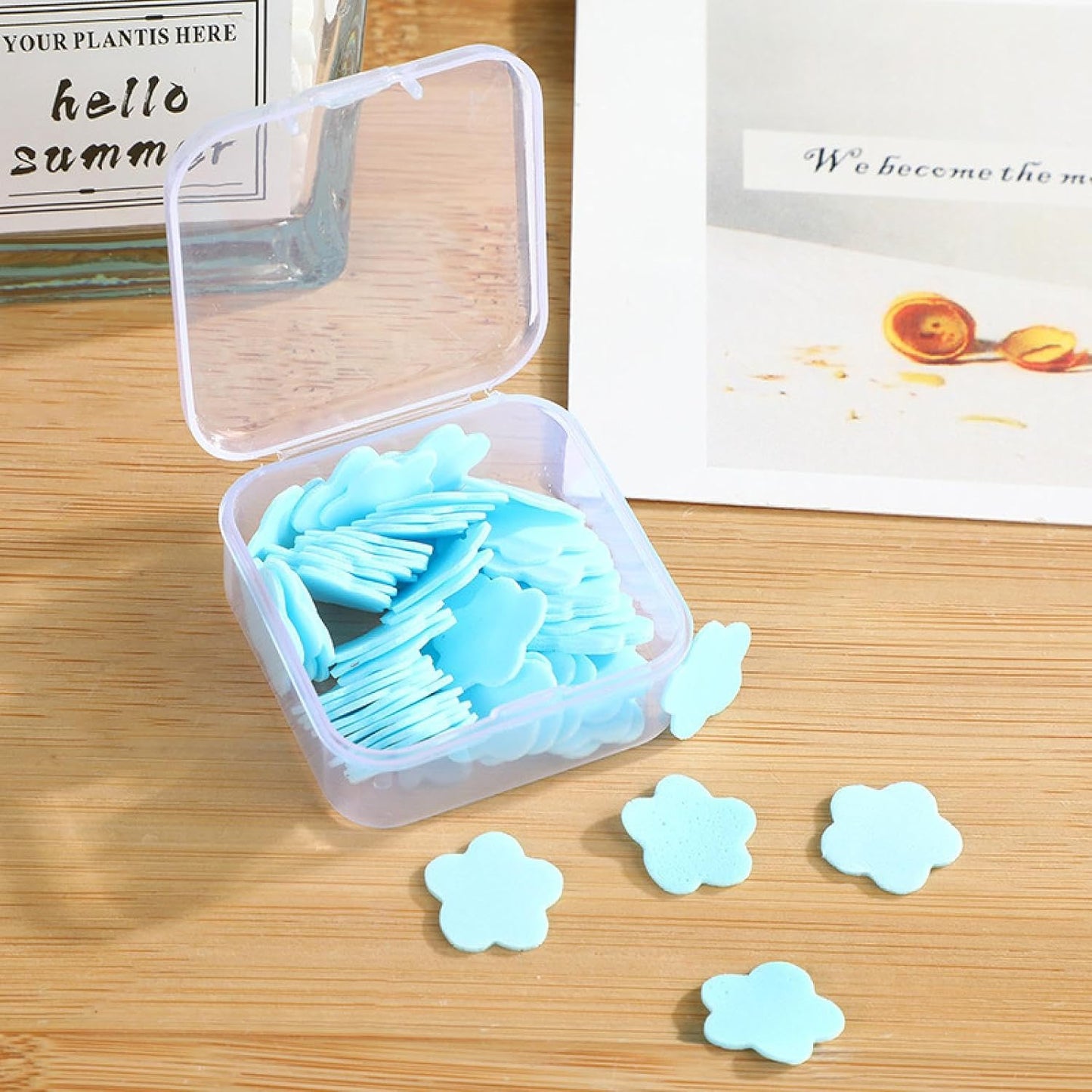 Mini Portable Travel Soap Paper Sheets Flower Shape (100 Pcs Set Approx Mix Color) - Happy Price - Image 5