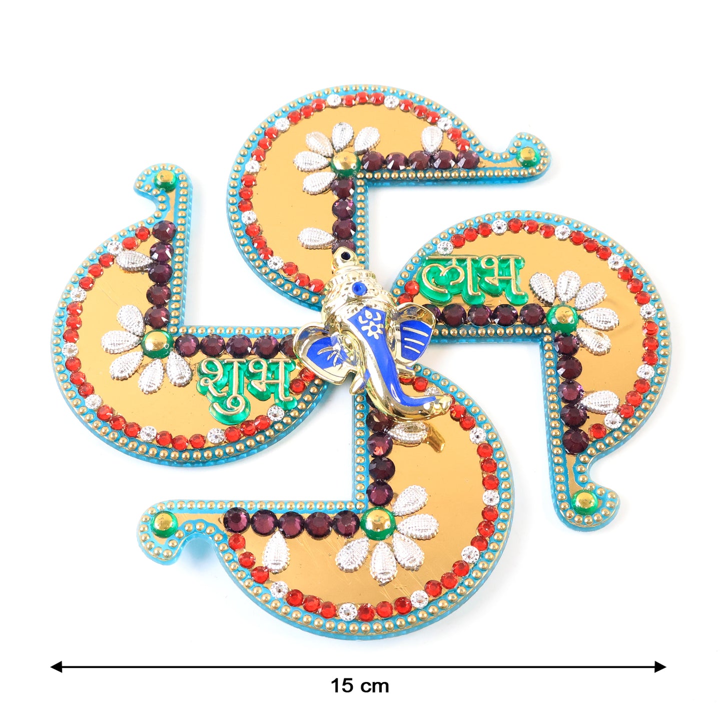 Golden Swastik Shubh Labh Wall Hanging with Lord Ganesha Idol (1 Pc) - Happy Price - Image 3