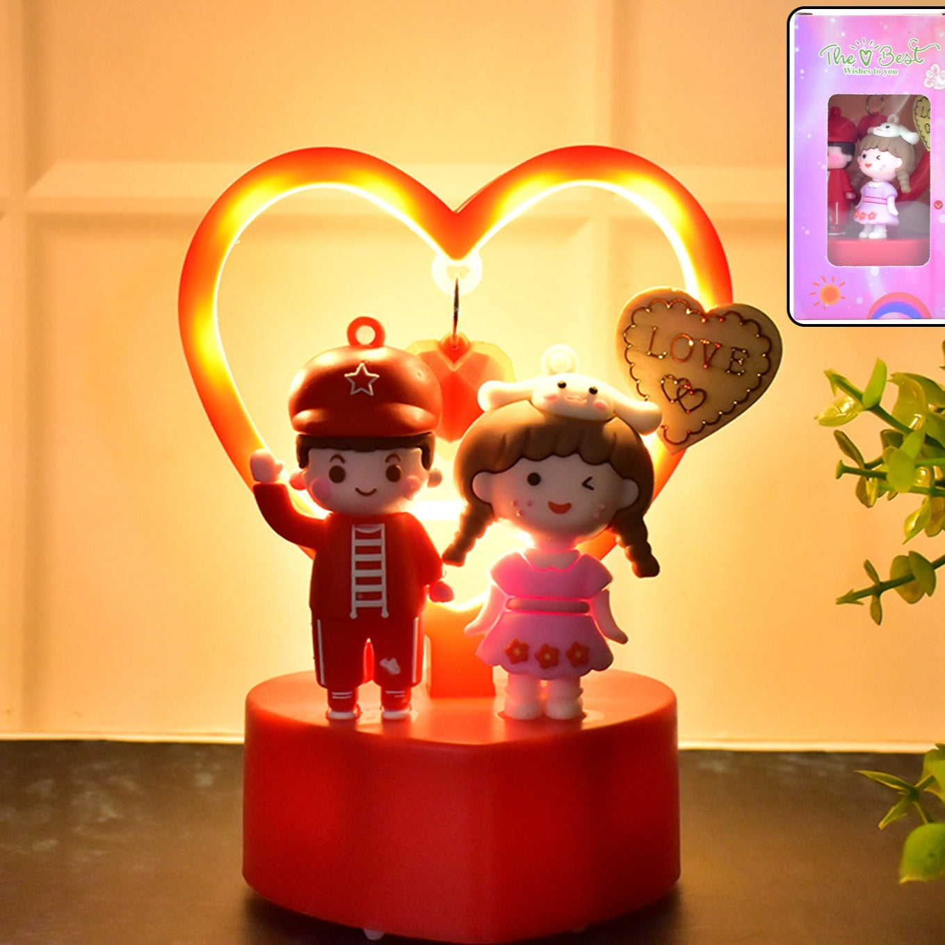 Romantic Couple Heart Frame Showpiece - 1 Pc - Happy Price - Image 1